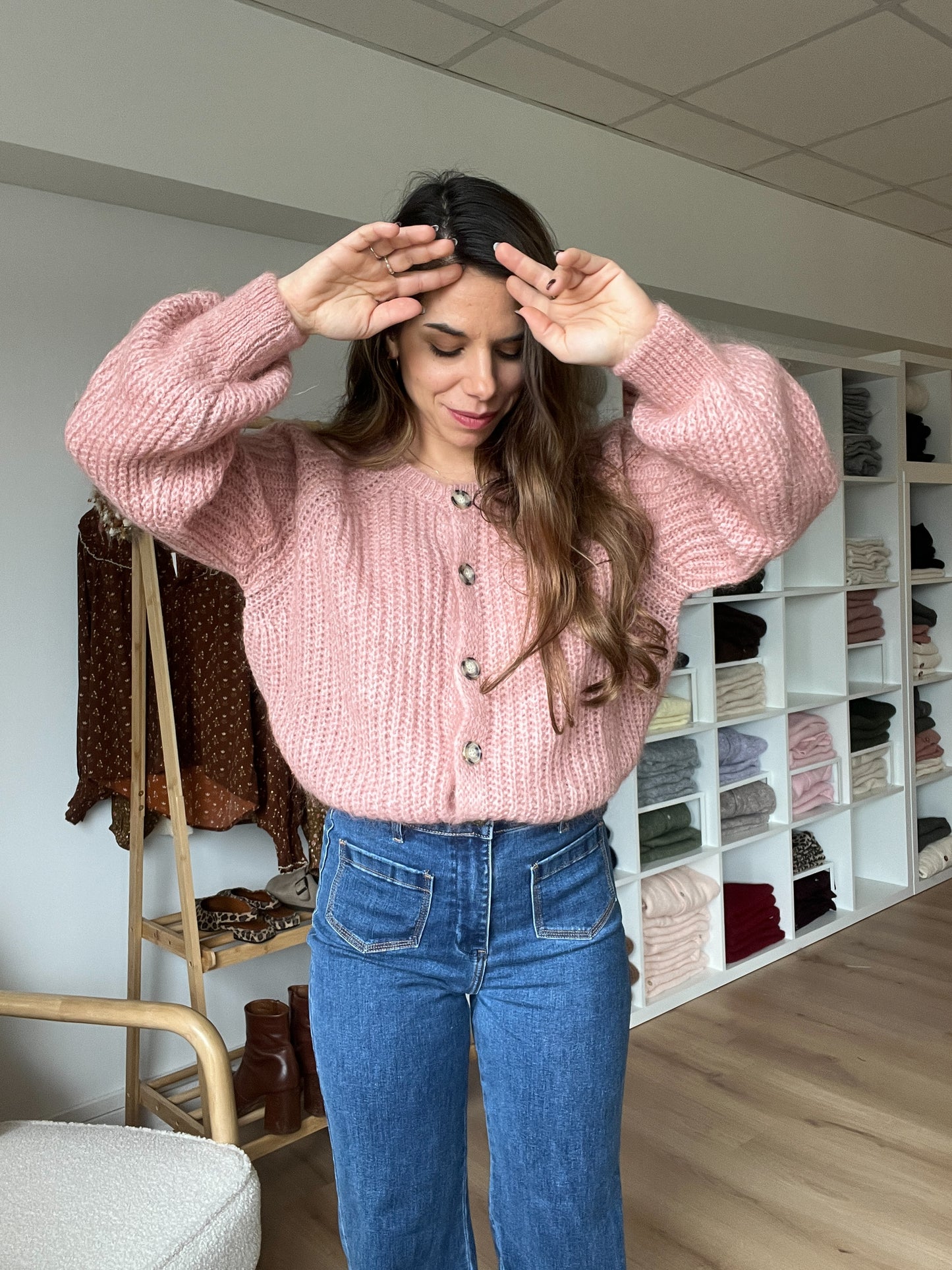 Cardigan rose chiné Honorine