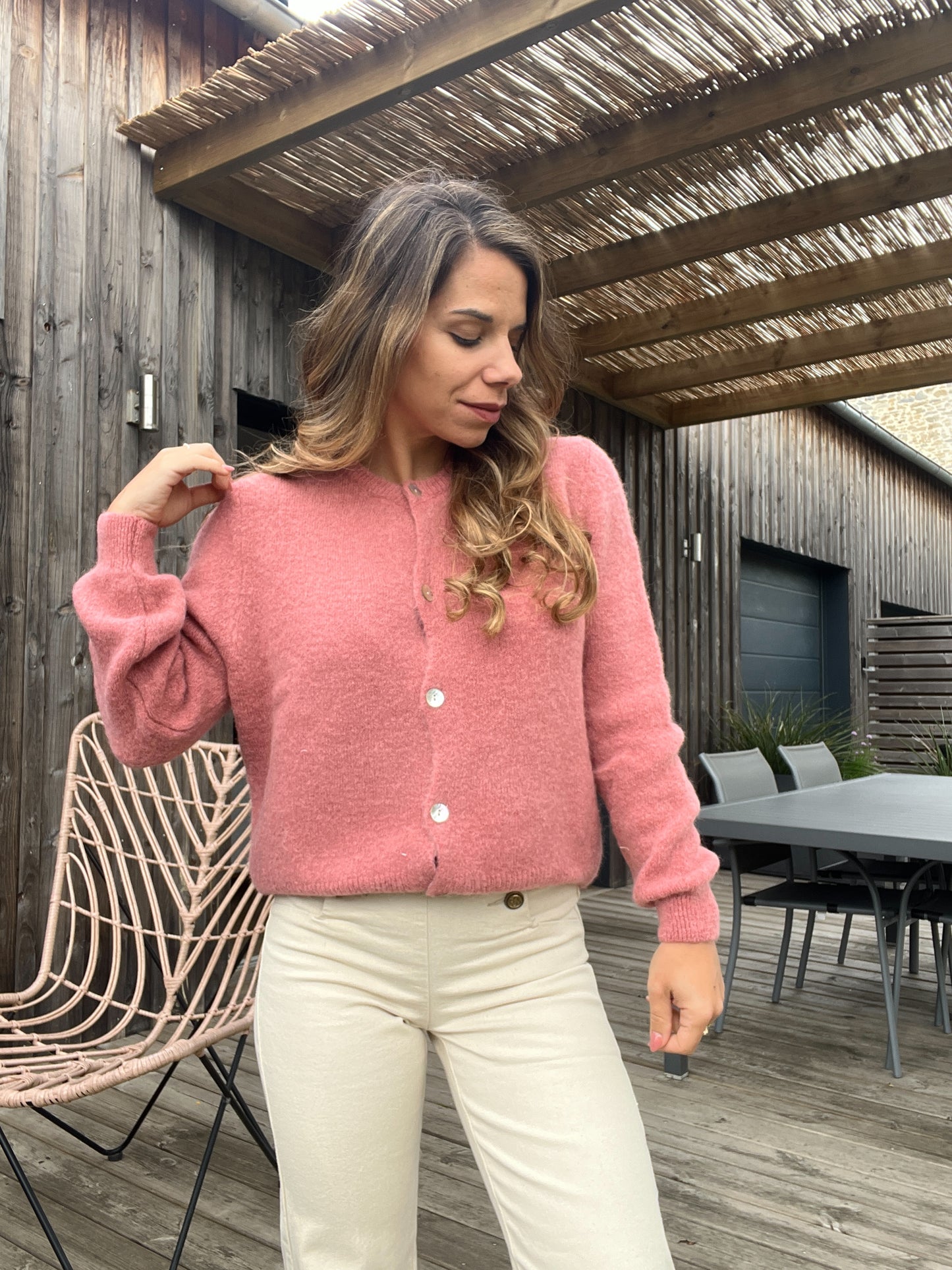 Maille en laine Léonie vieux rose