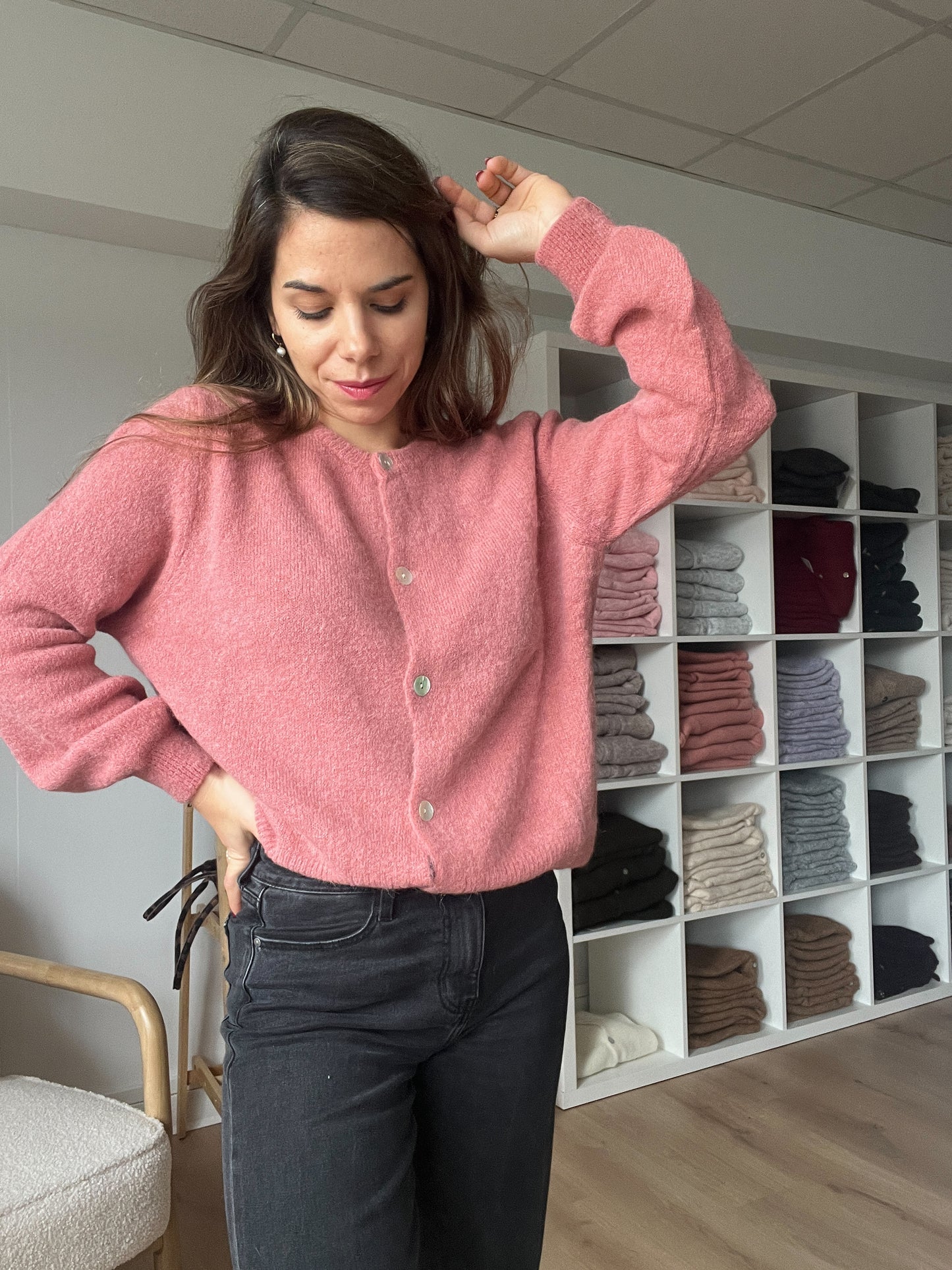 Maille en laine Léonie vieux rose