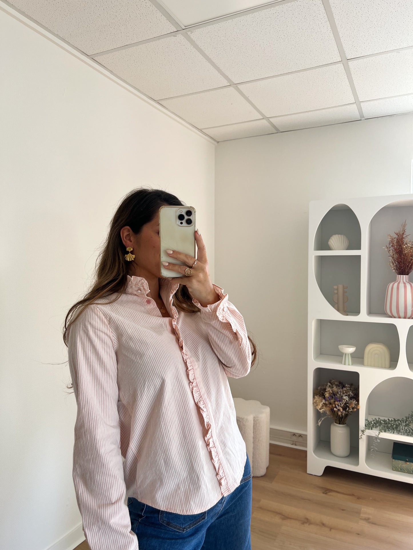 Blouse à col volanté Gaïa rose