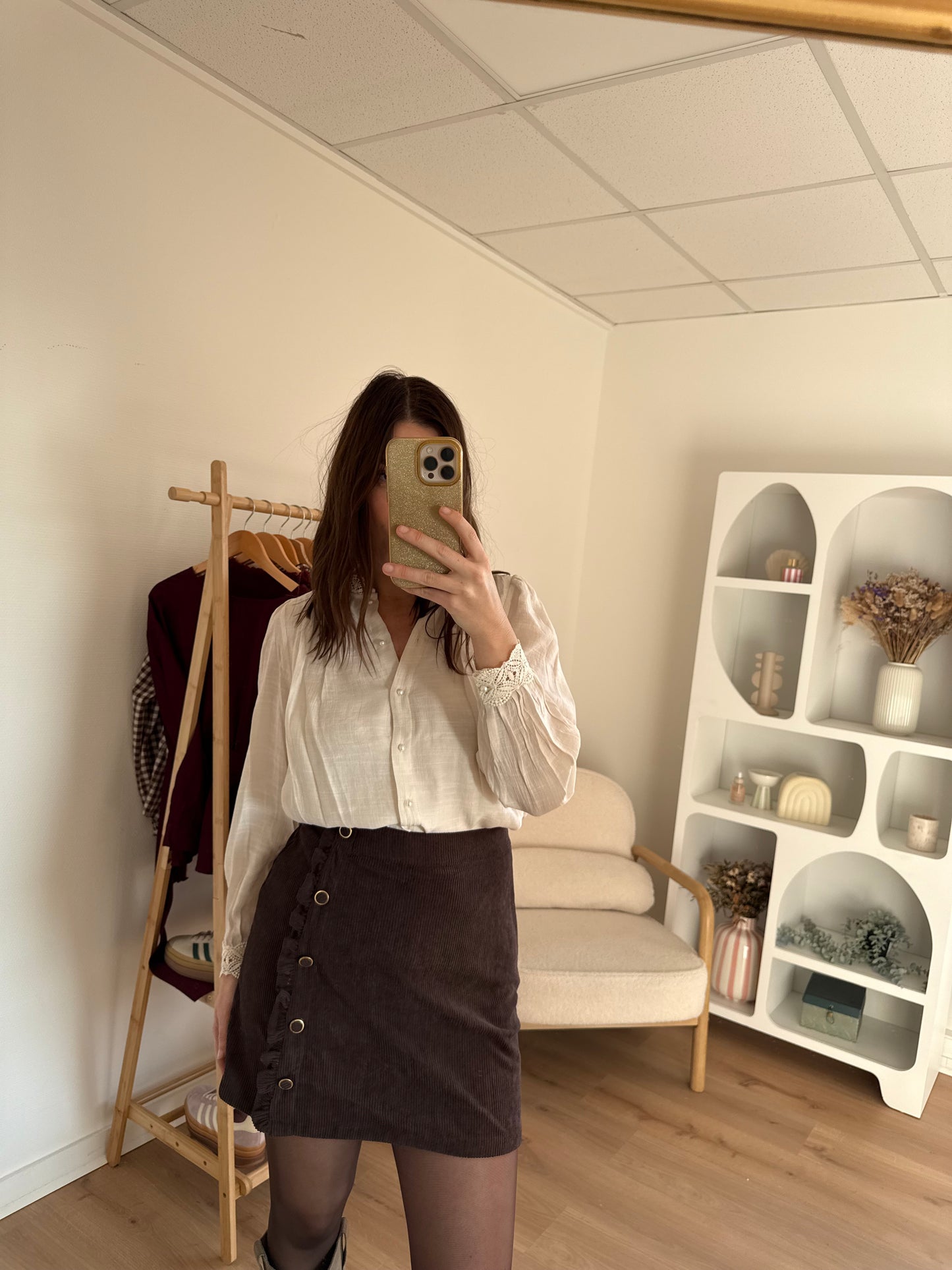 Jupe en velours Louisa chocolat