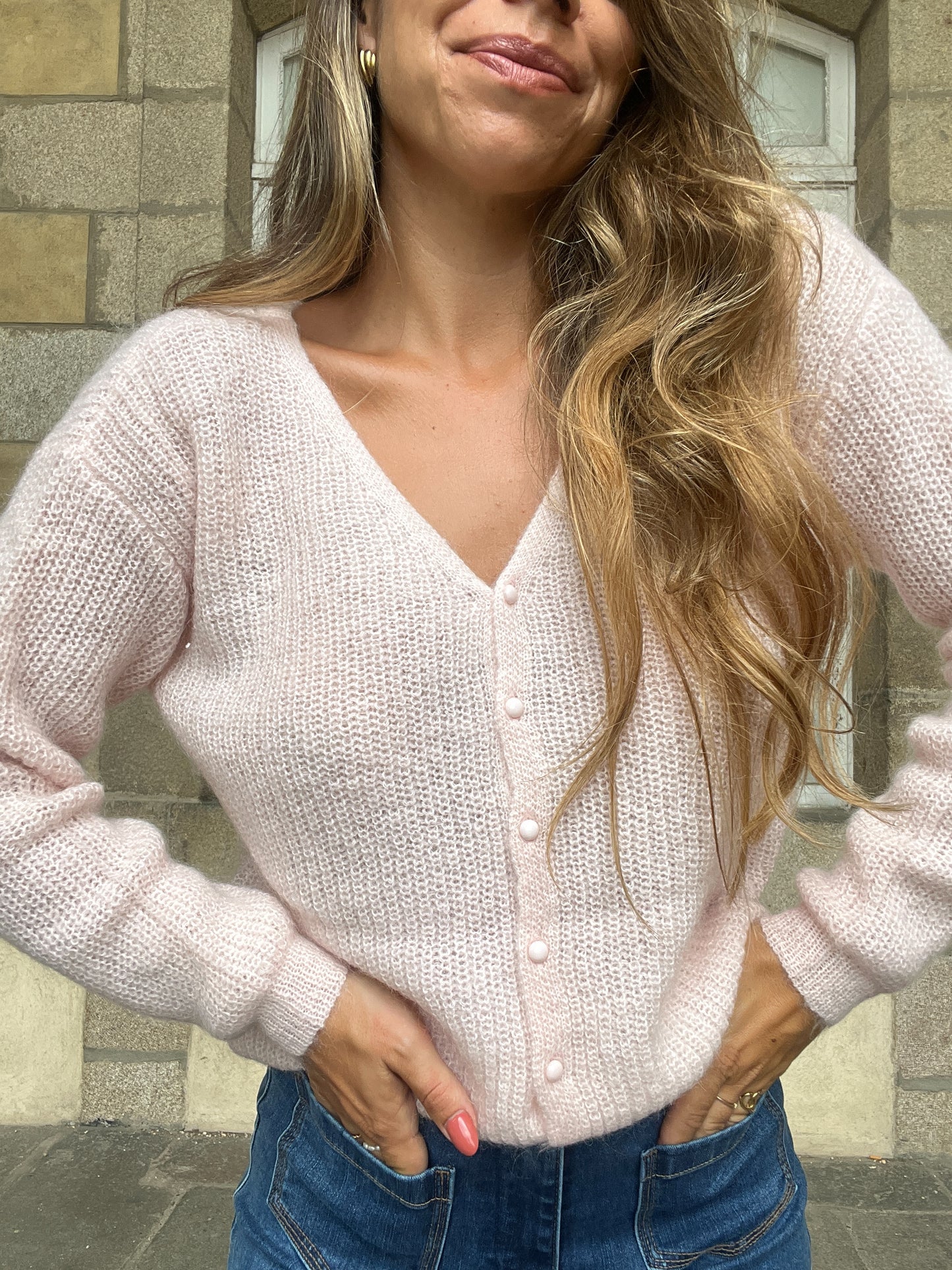 Cardigan en laine rose Alice
