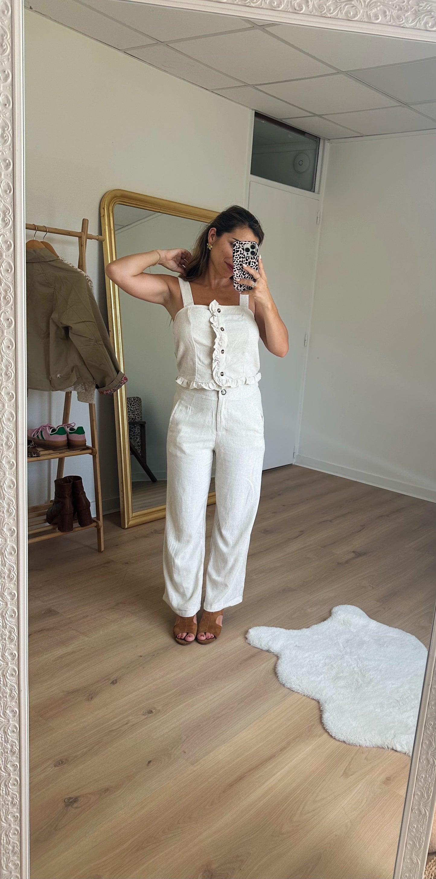 Pantalon en lin beige