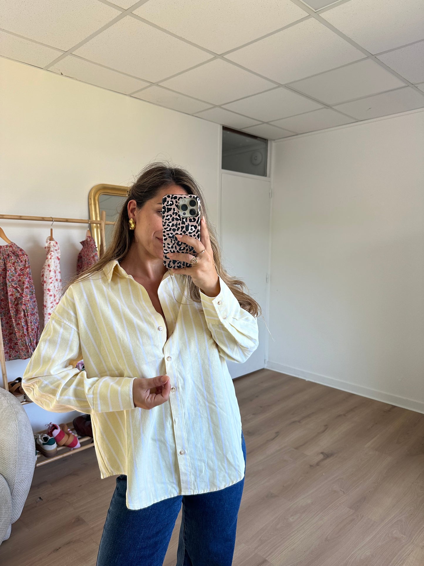 Chemise à rayures jaune Auriane