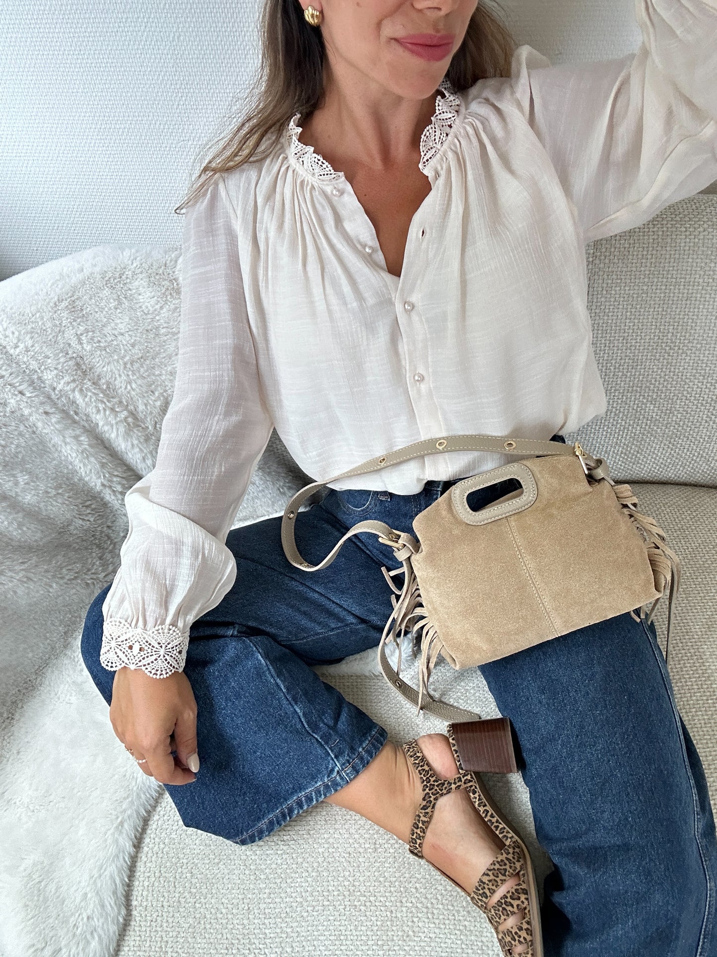 Blouse écrue brodée Maïwenn