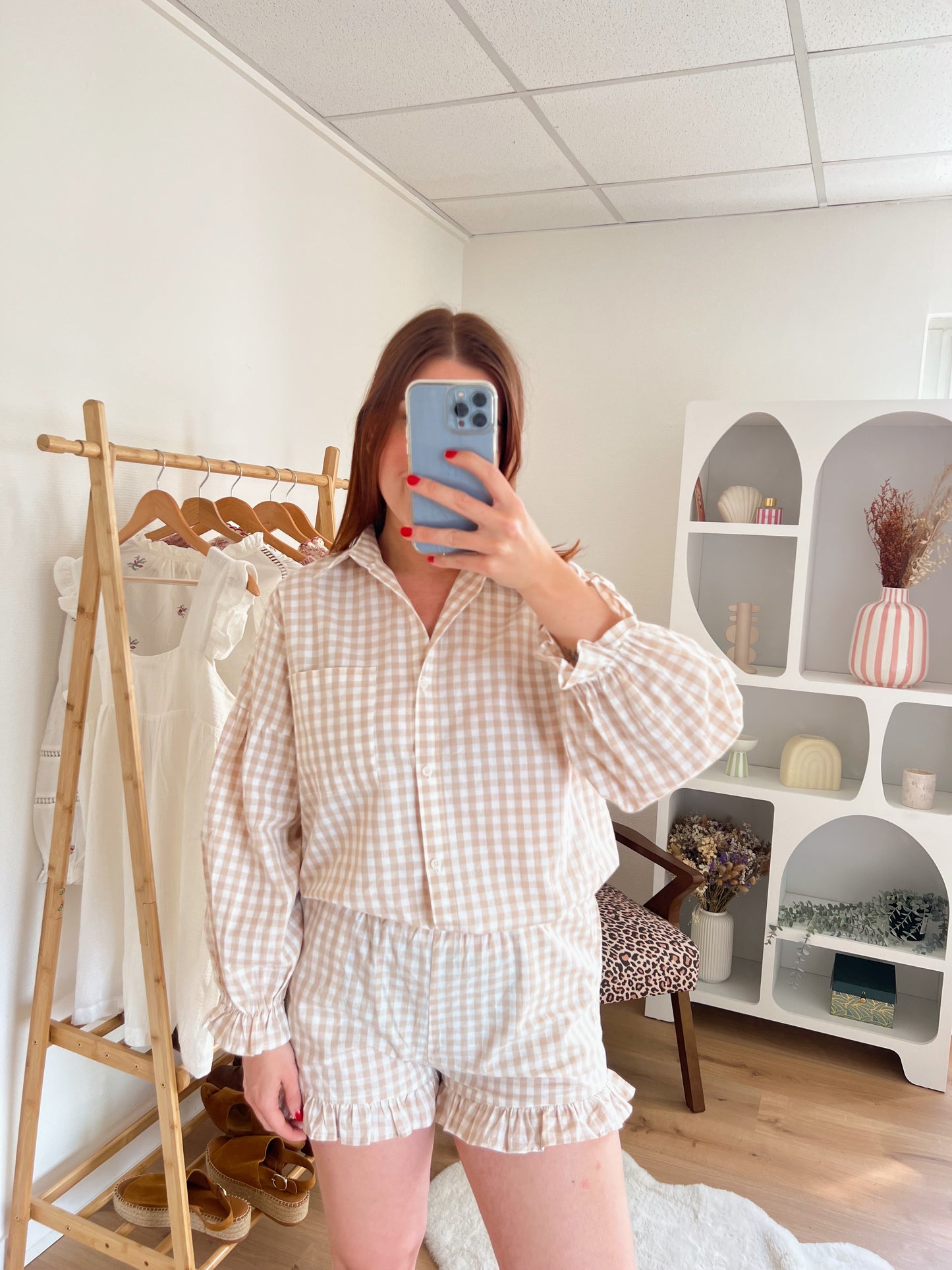 Chemise vichy beige Lucie