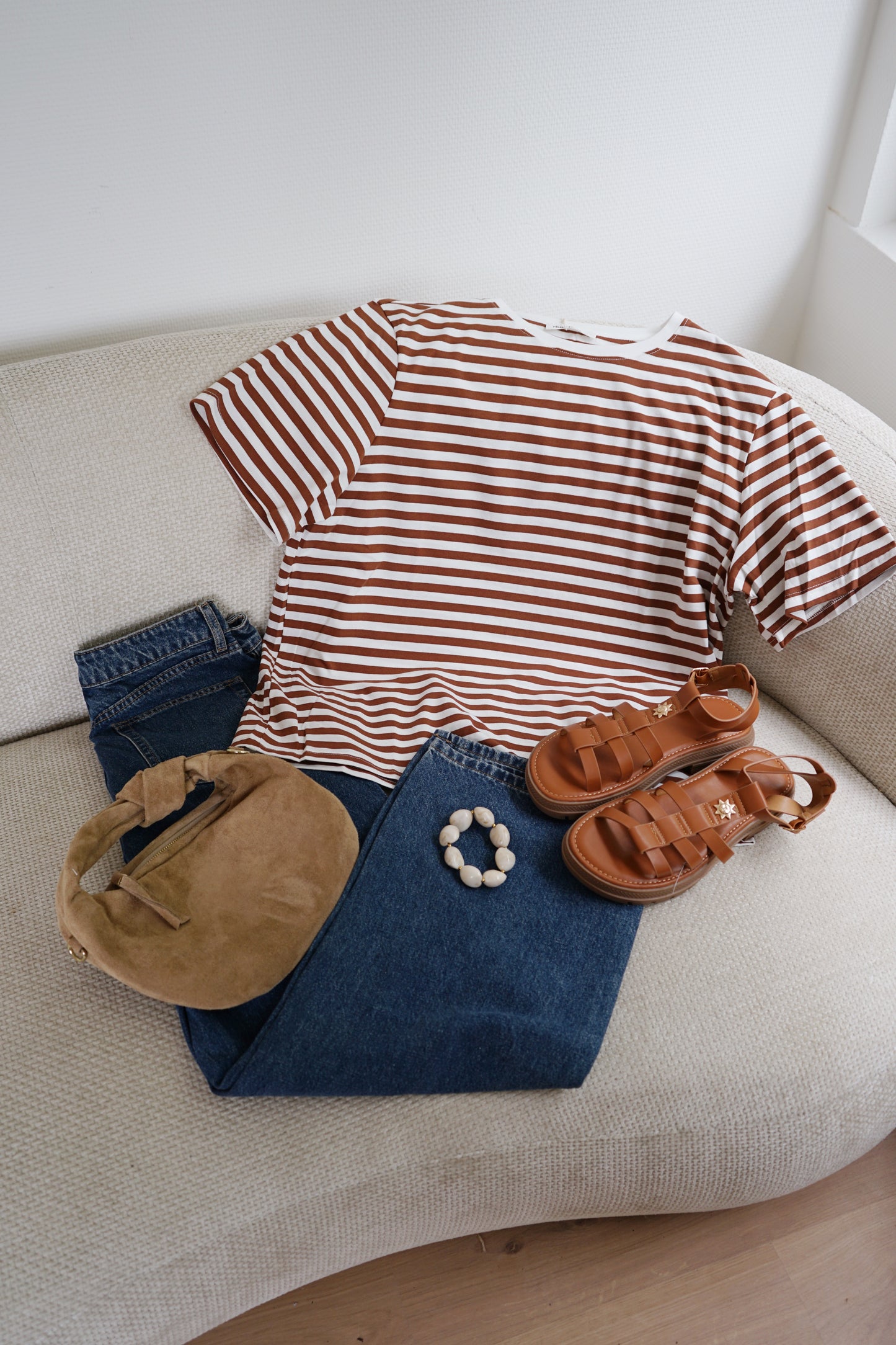 Tee-shirt rayé marron Jules