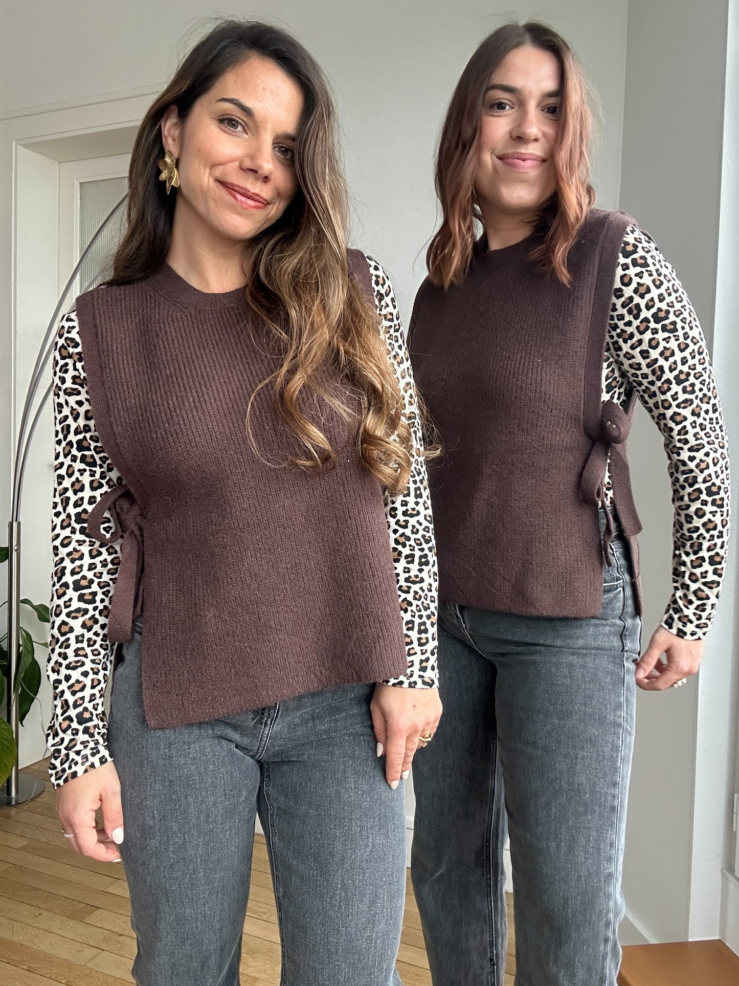 Pull sans manches à noeuds marron Valentine