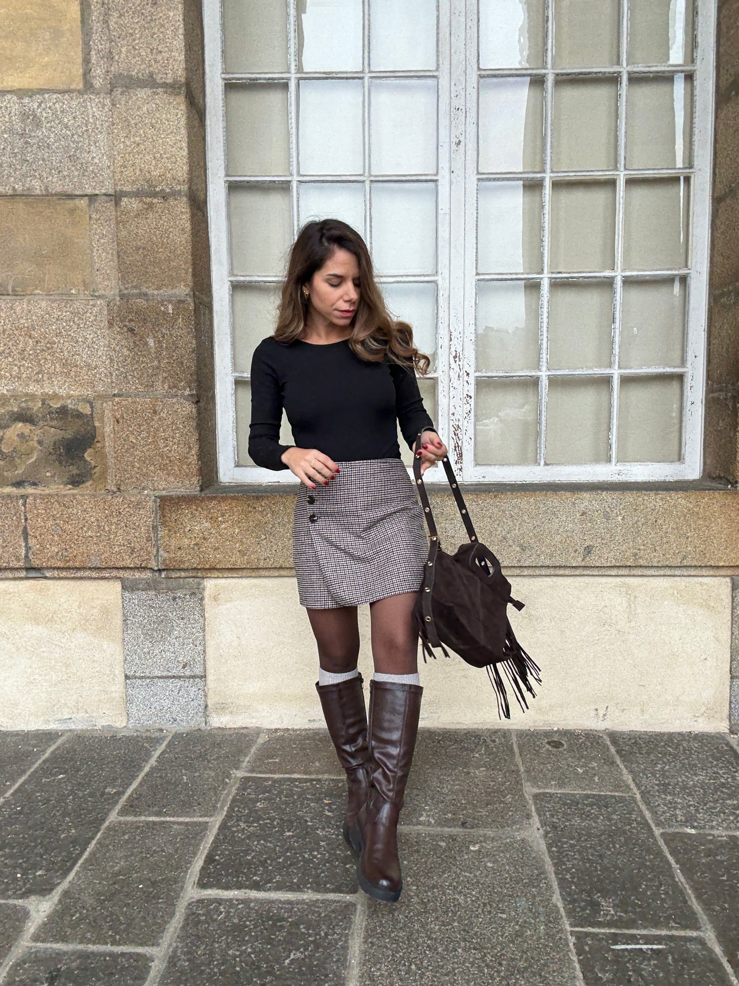 Grand sac à main en cuir Jodie chocolat