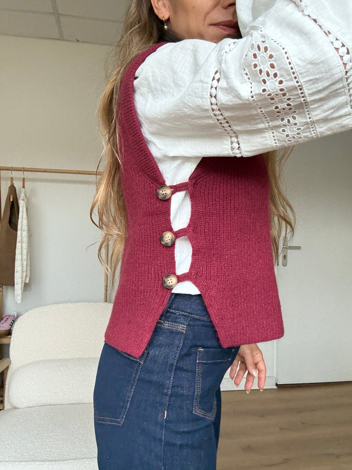Pull sans manches Isaure Bordeaux