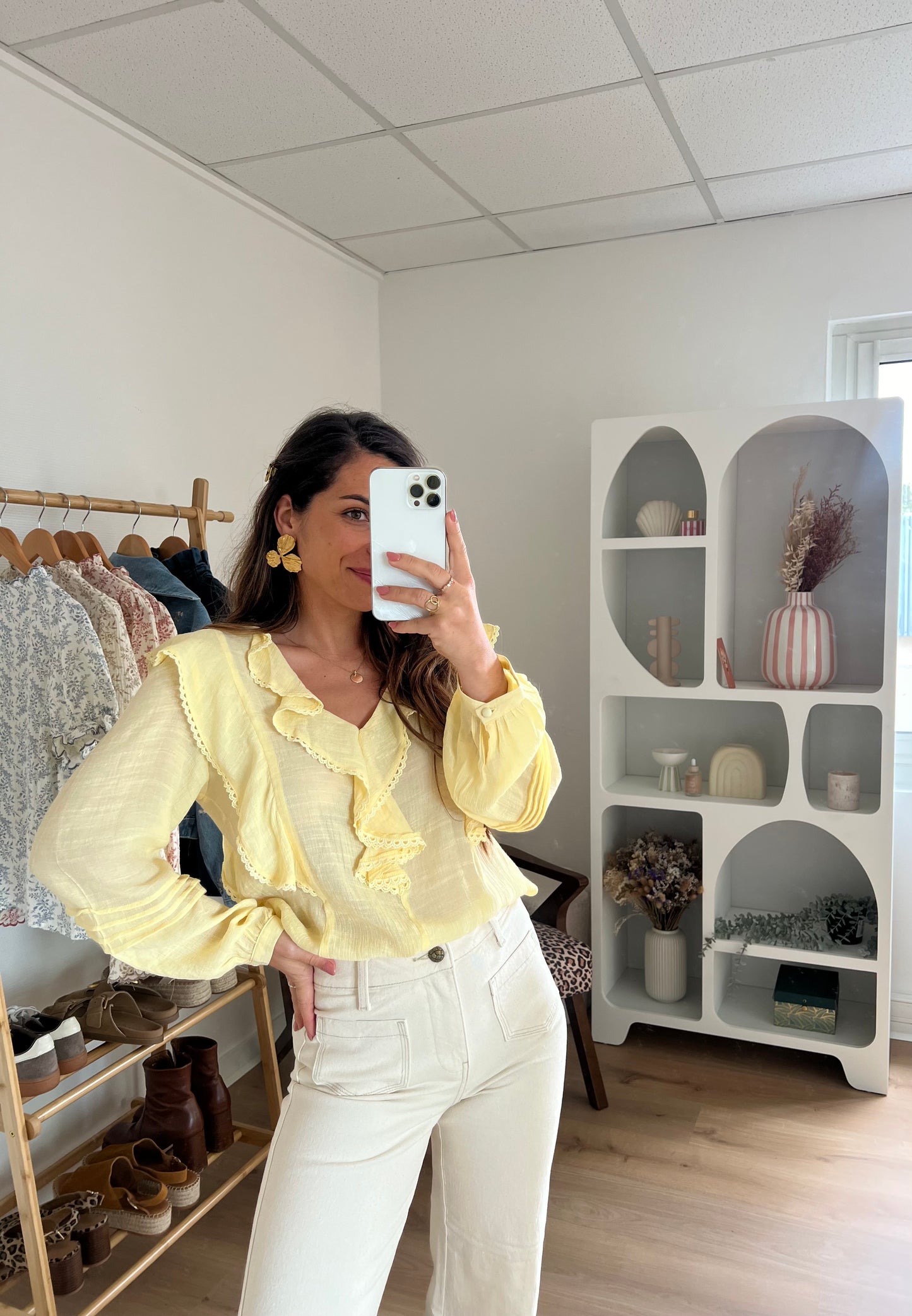 Blouse à volants June jaune
