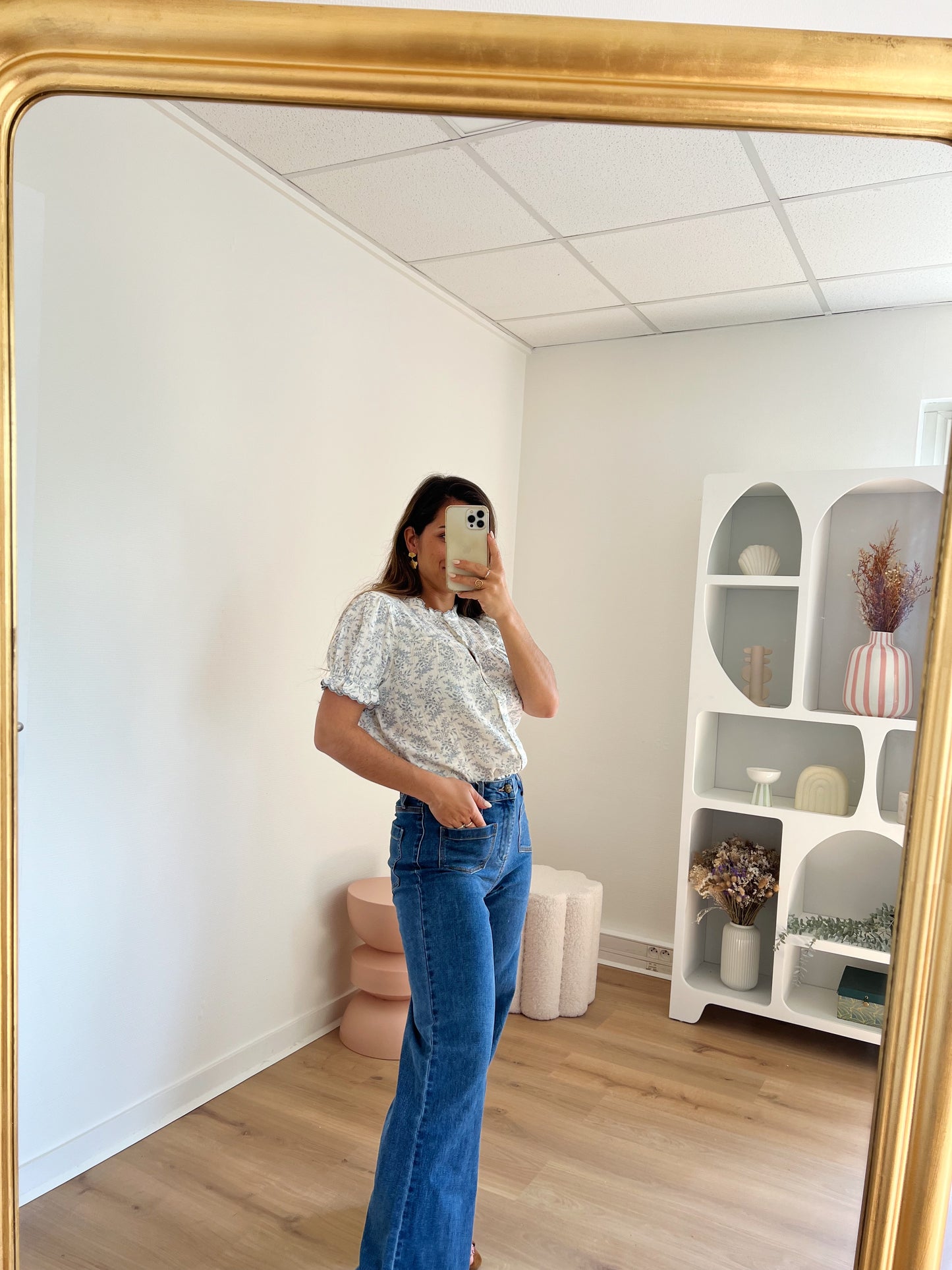 Blouse à manches courtes Mila bleue