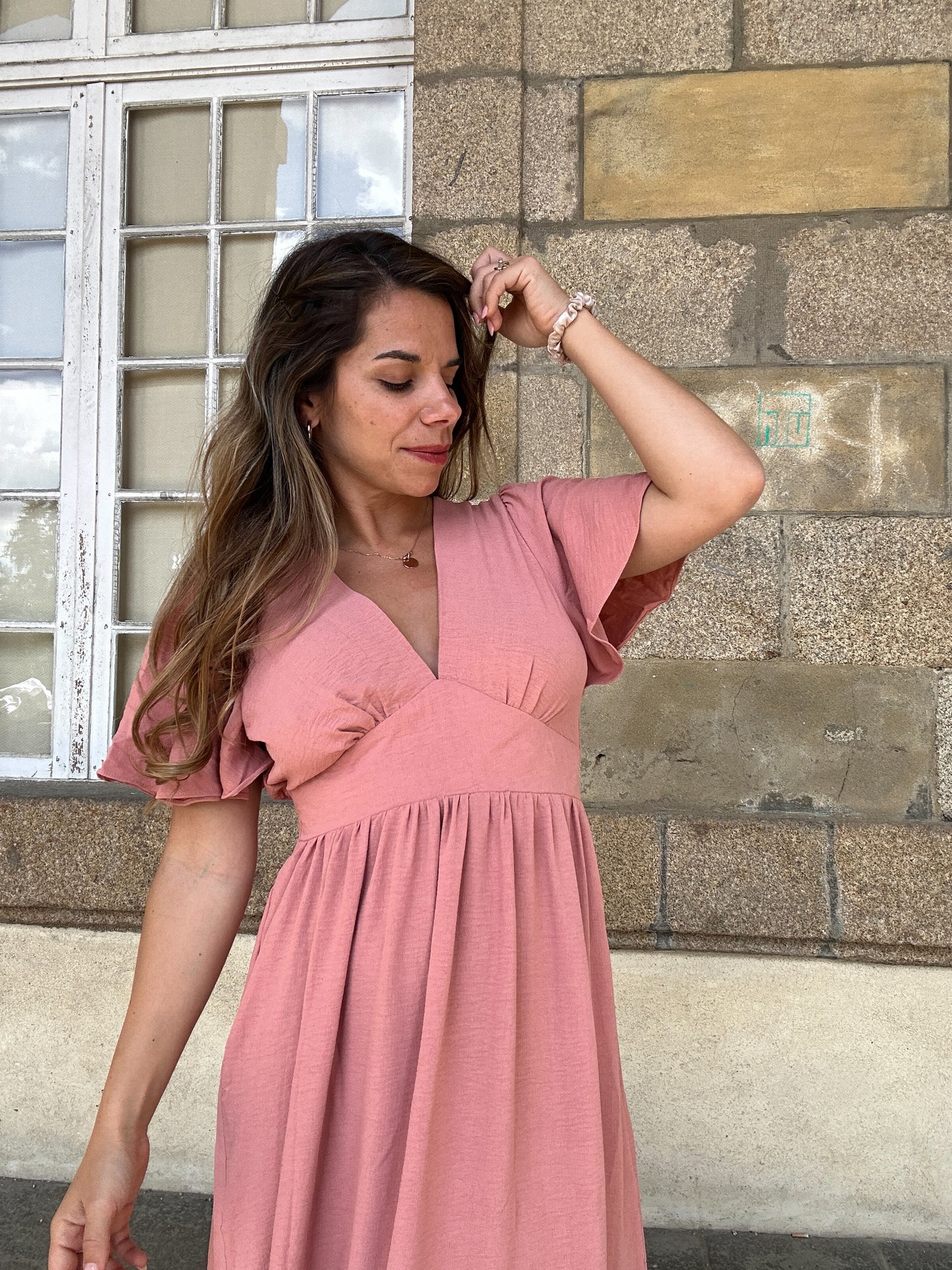 Robe longue Bella rose