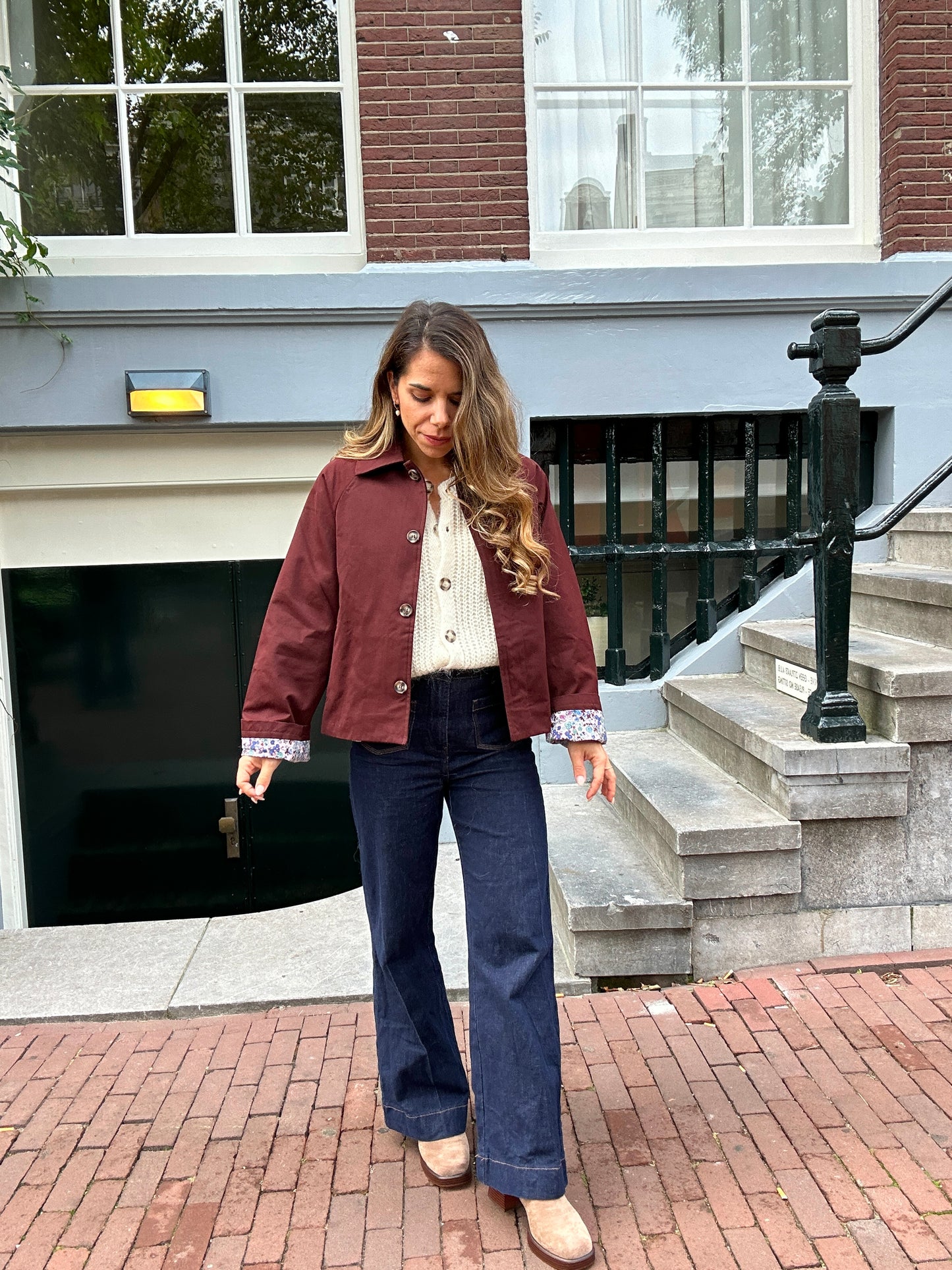 Veste trench Edith en coton Liberty bordeaux