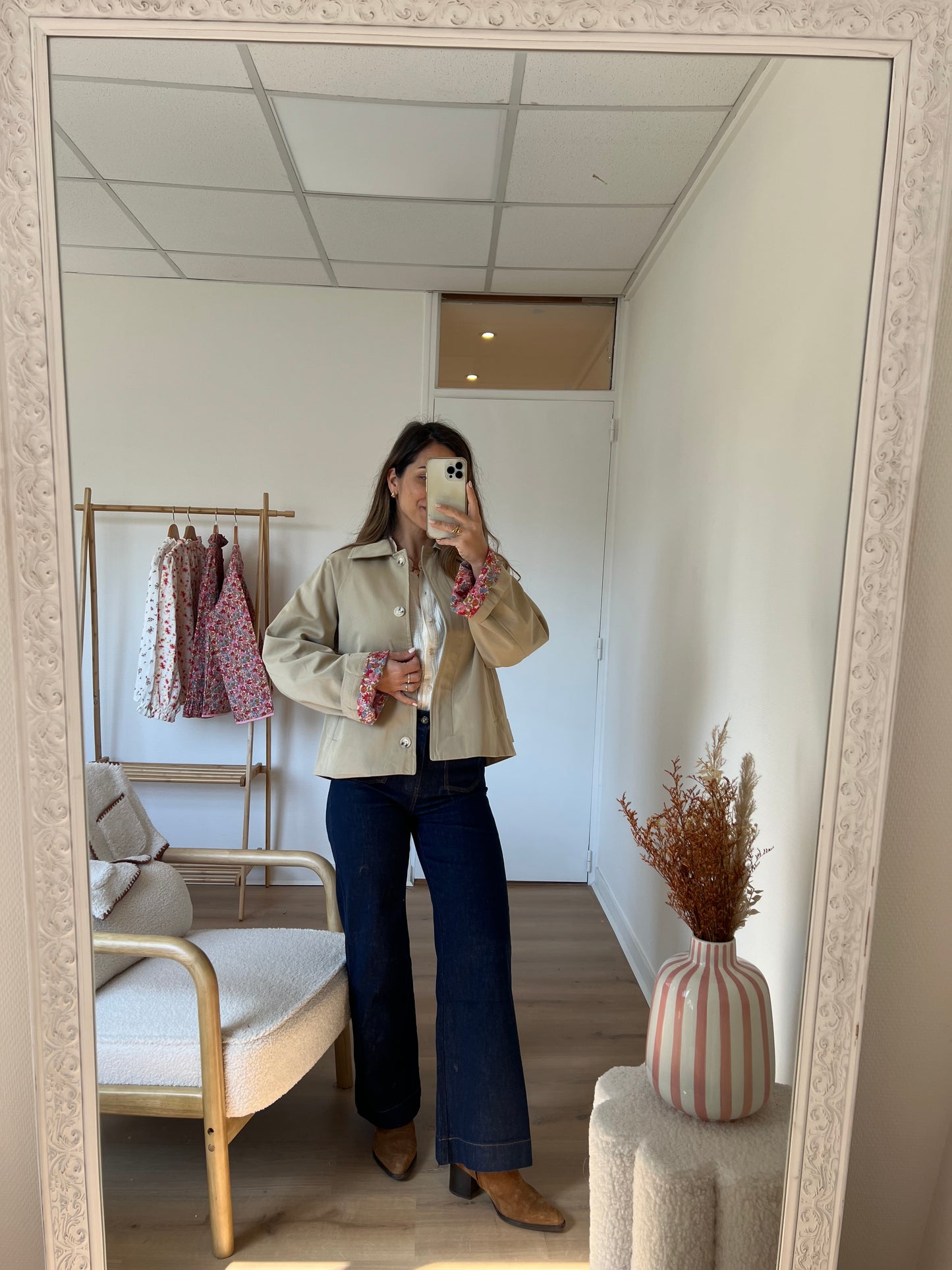 Veste trench liberty en coton beige Edith