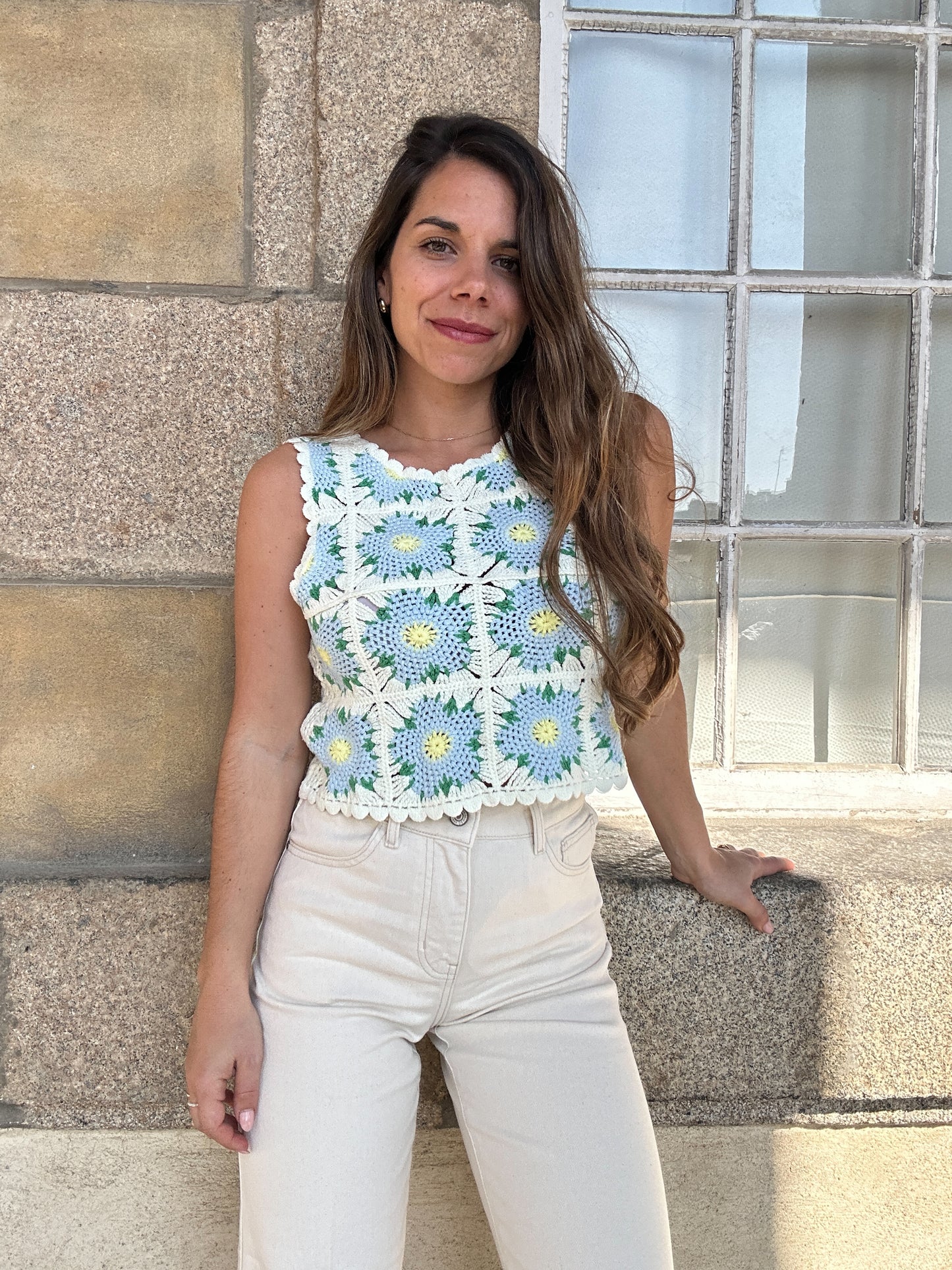 Top en crochet Livia bleu