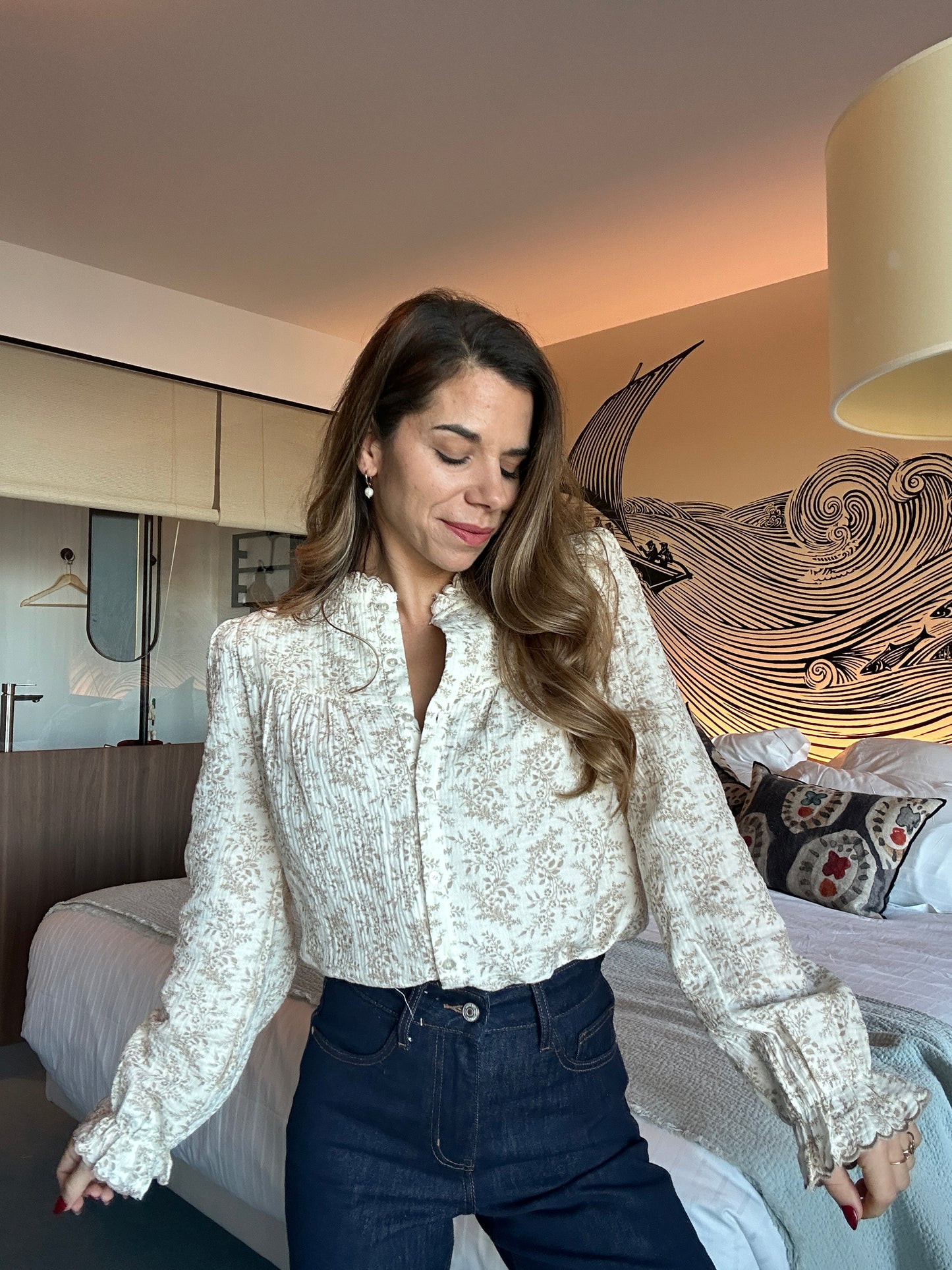 Blouse fleurie Amélia beige