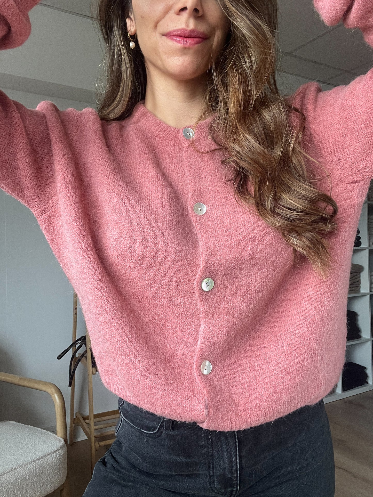Maille en laine Léonie vieux rose