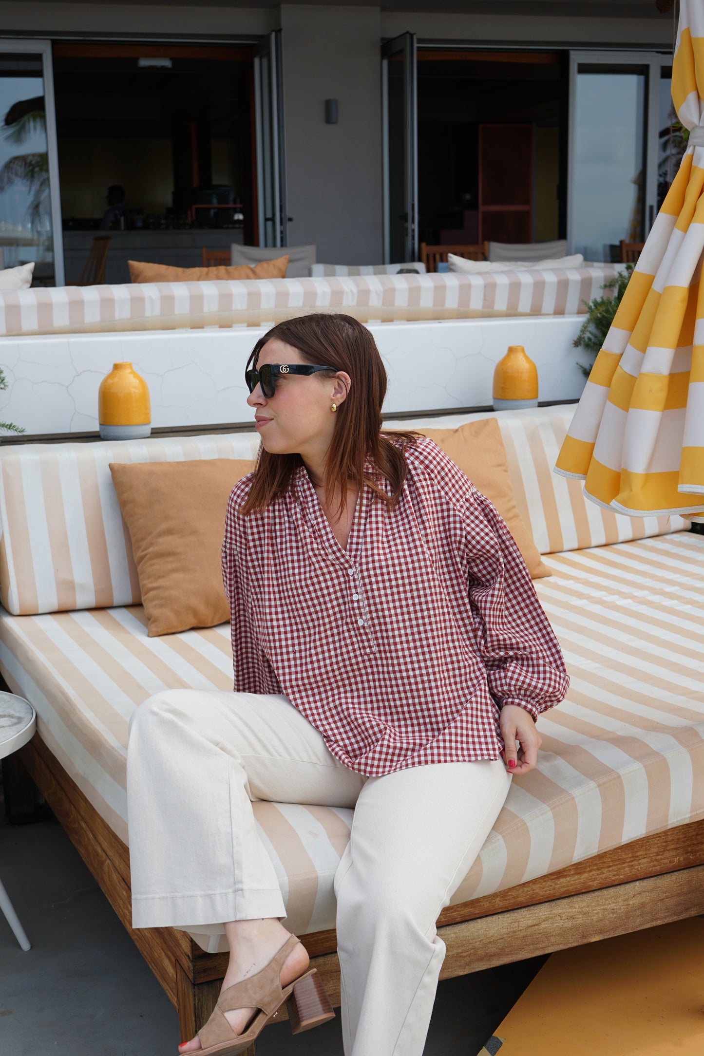 Blouse vichy rouge Clothilde