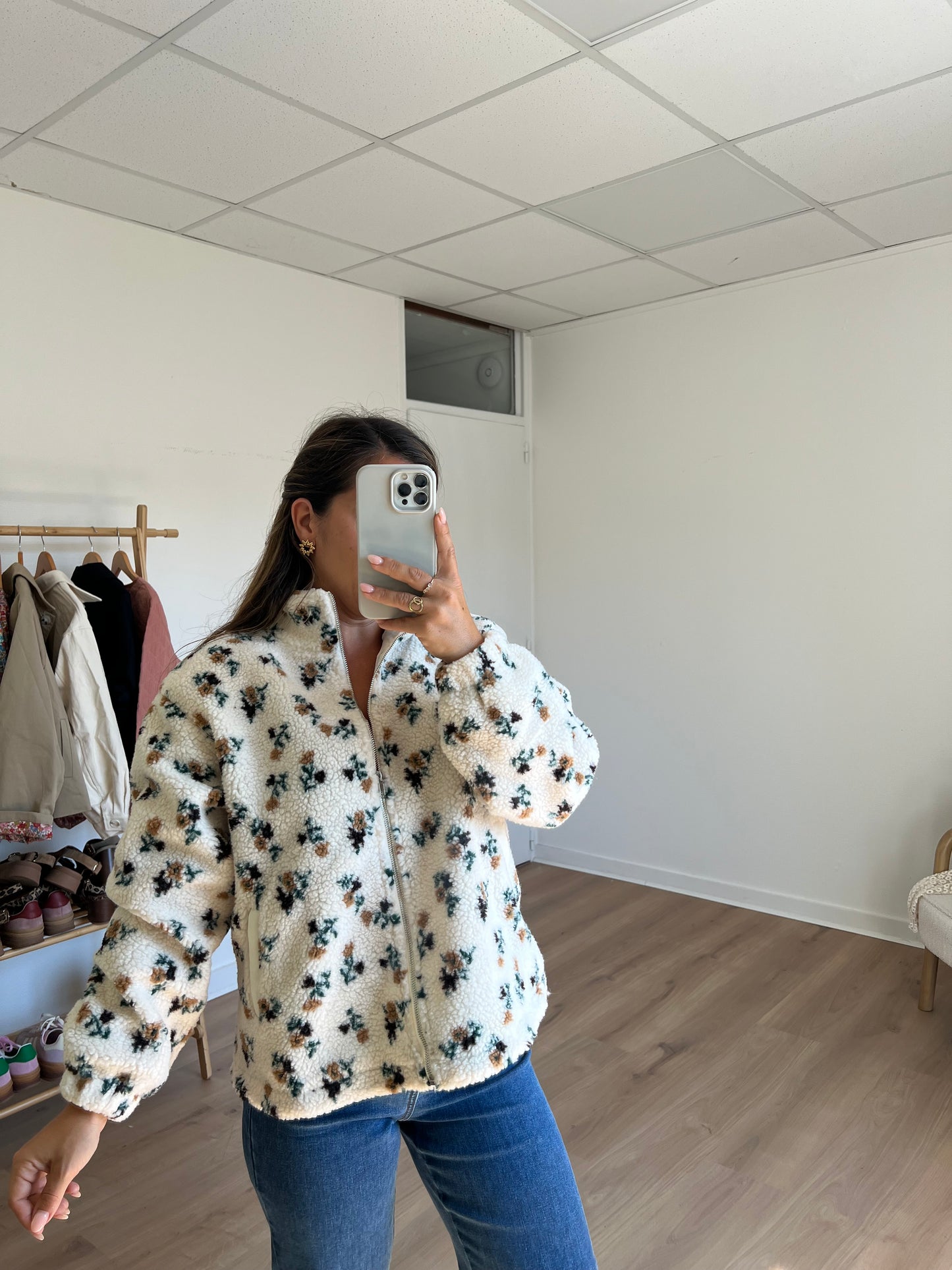 Veste moumoute fleurie Eva