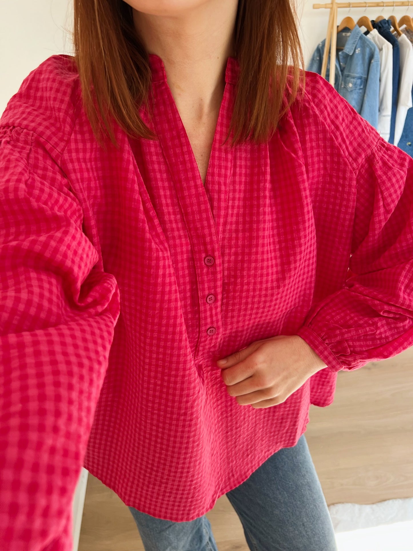 Blouse vichy fushia Clothilde