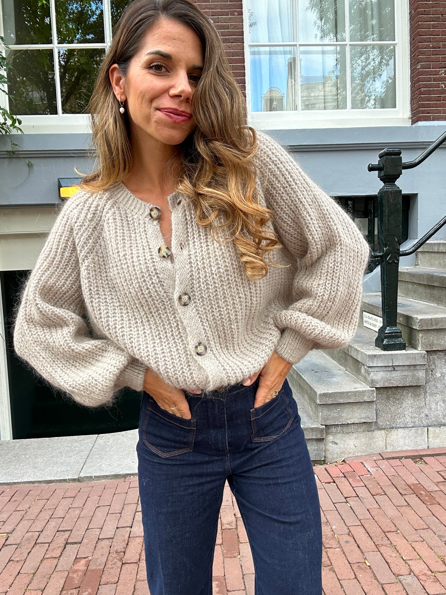 Cardigan beige chiné Honorine