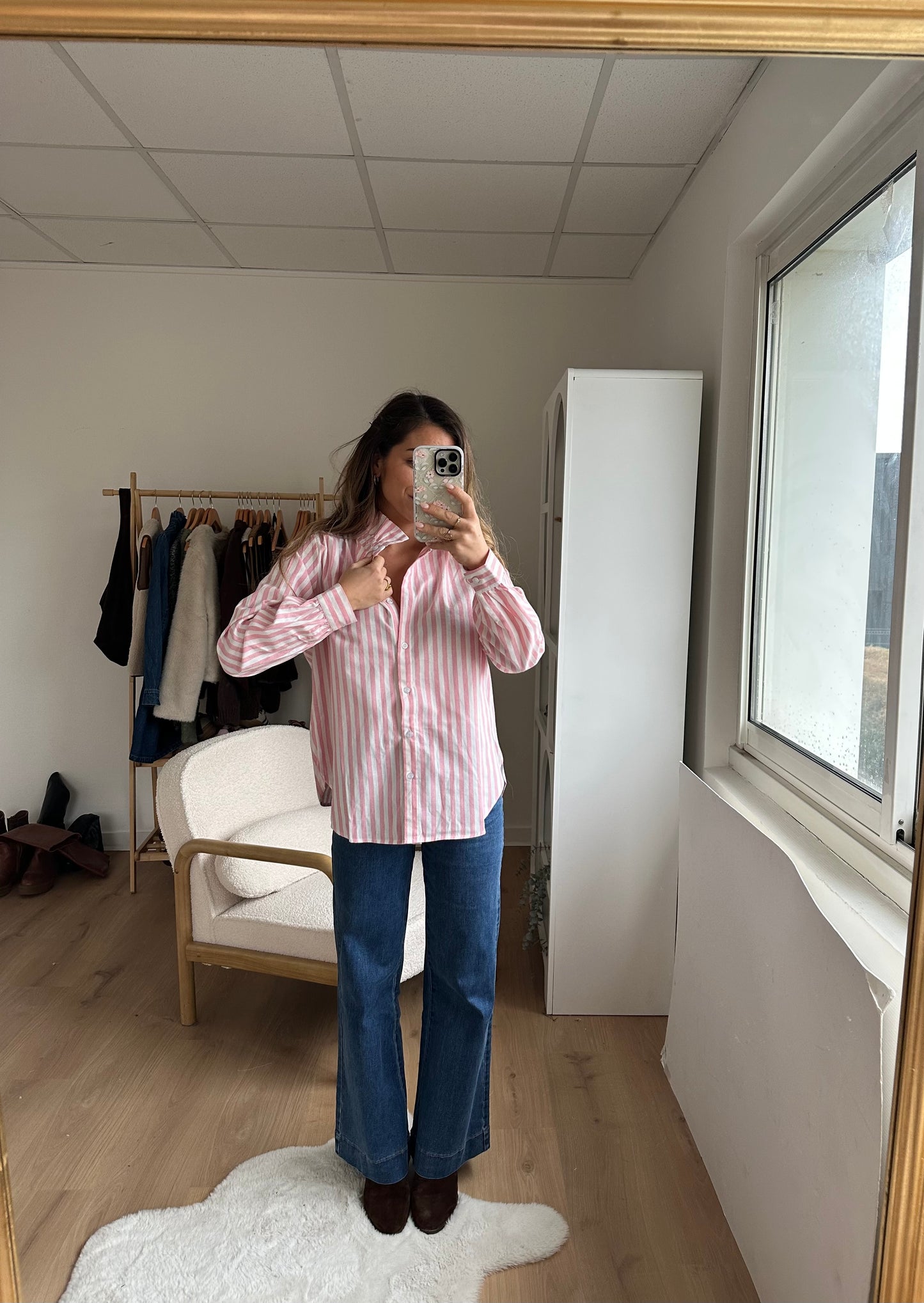 Blouse à rayures Colette roses et blanches