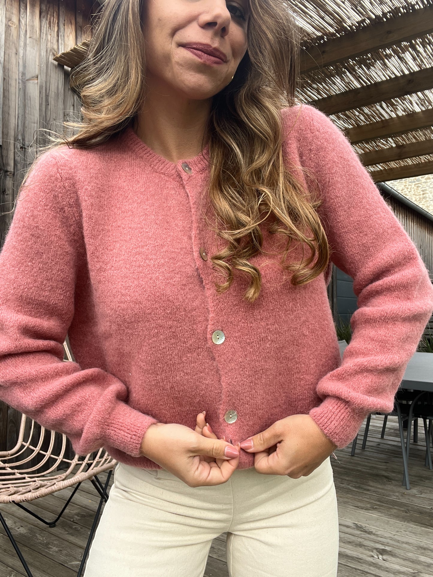Maille en laine Léonie vieux rose