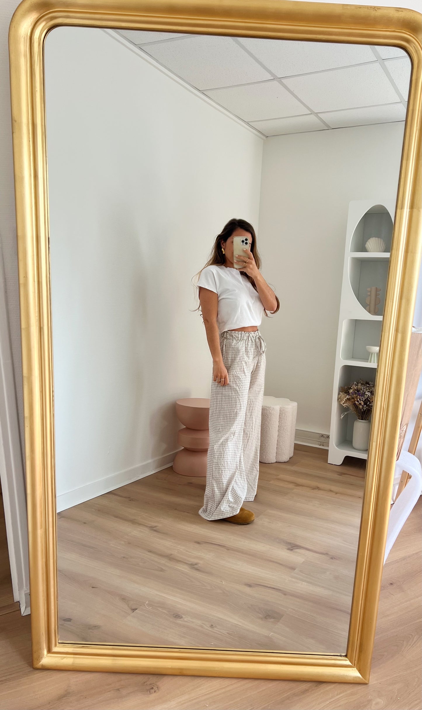 Pantalon fluide vichy Max beige