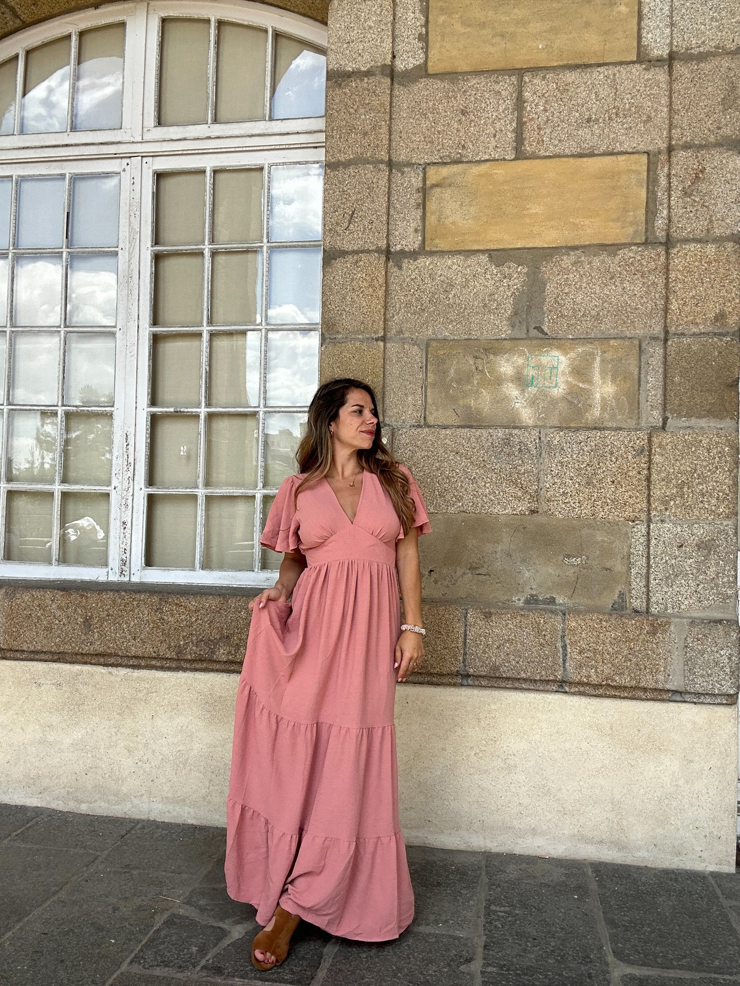 Robe longue Bella rose