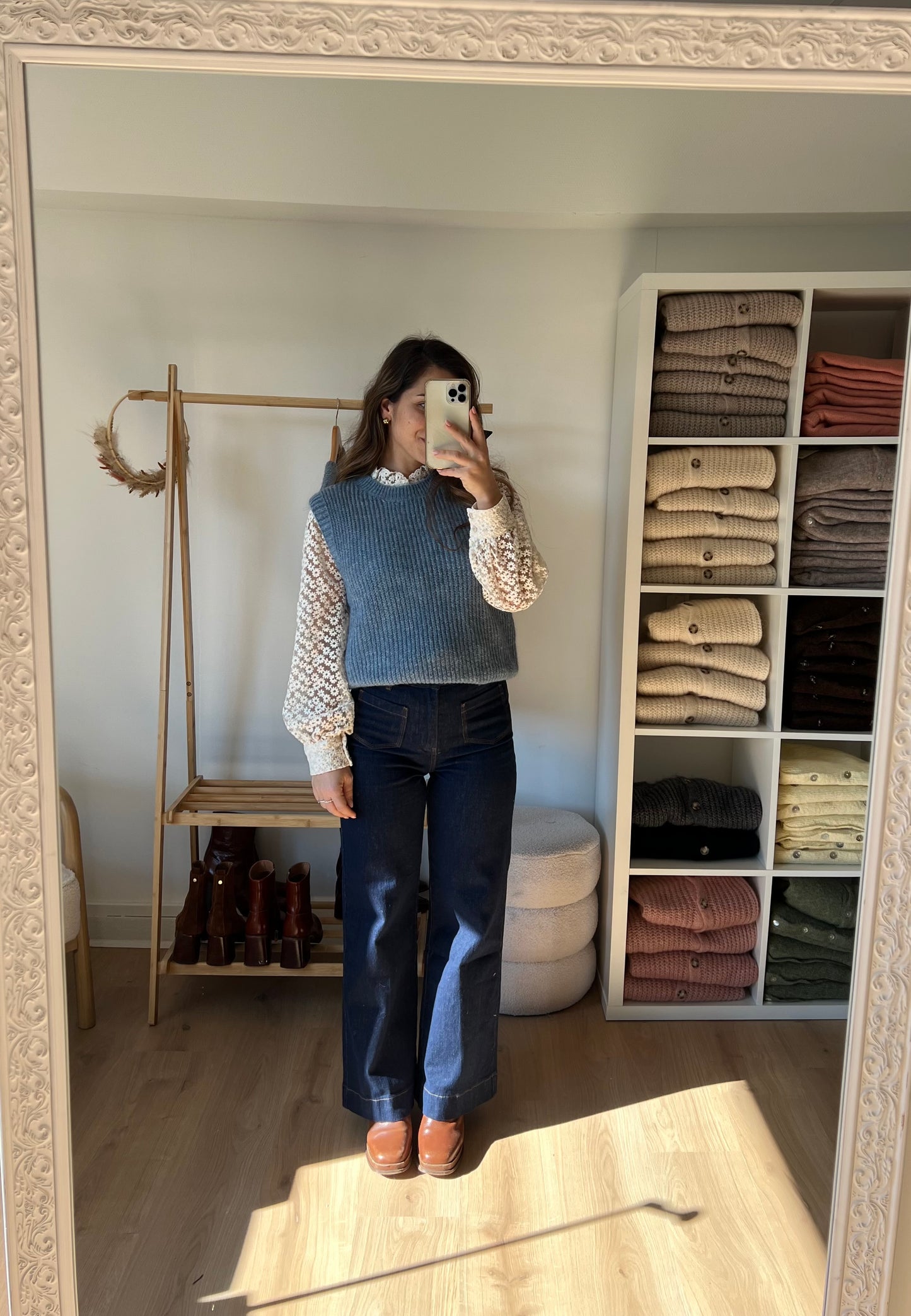 Pull sans manches bleu jean Adèle