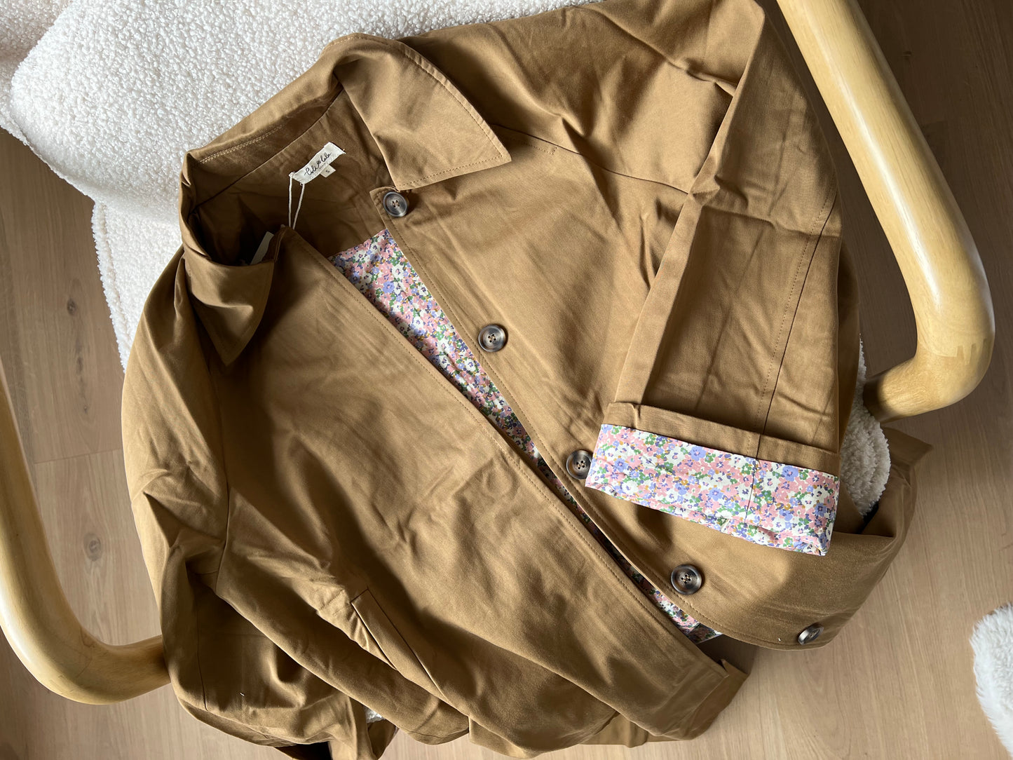 Trench long Émile en coton Liberty camel