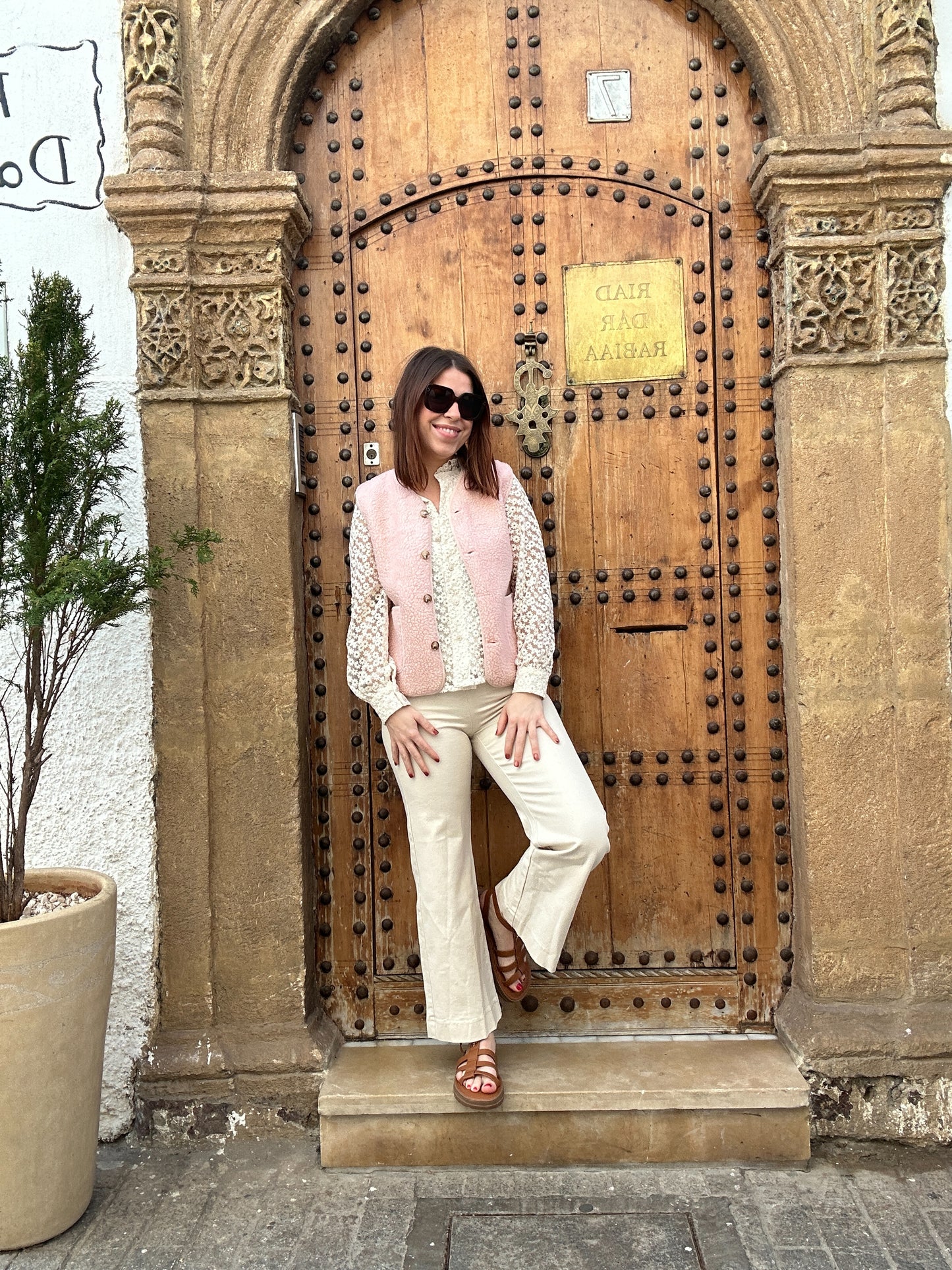 Gilet berger Arianne rose pâle