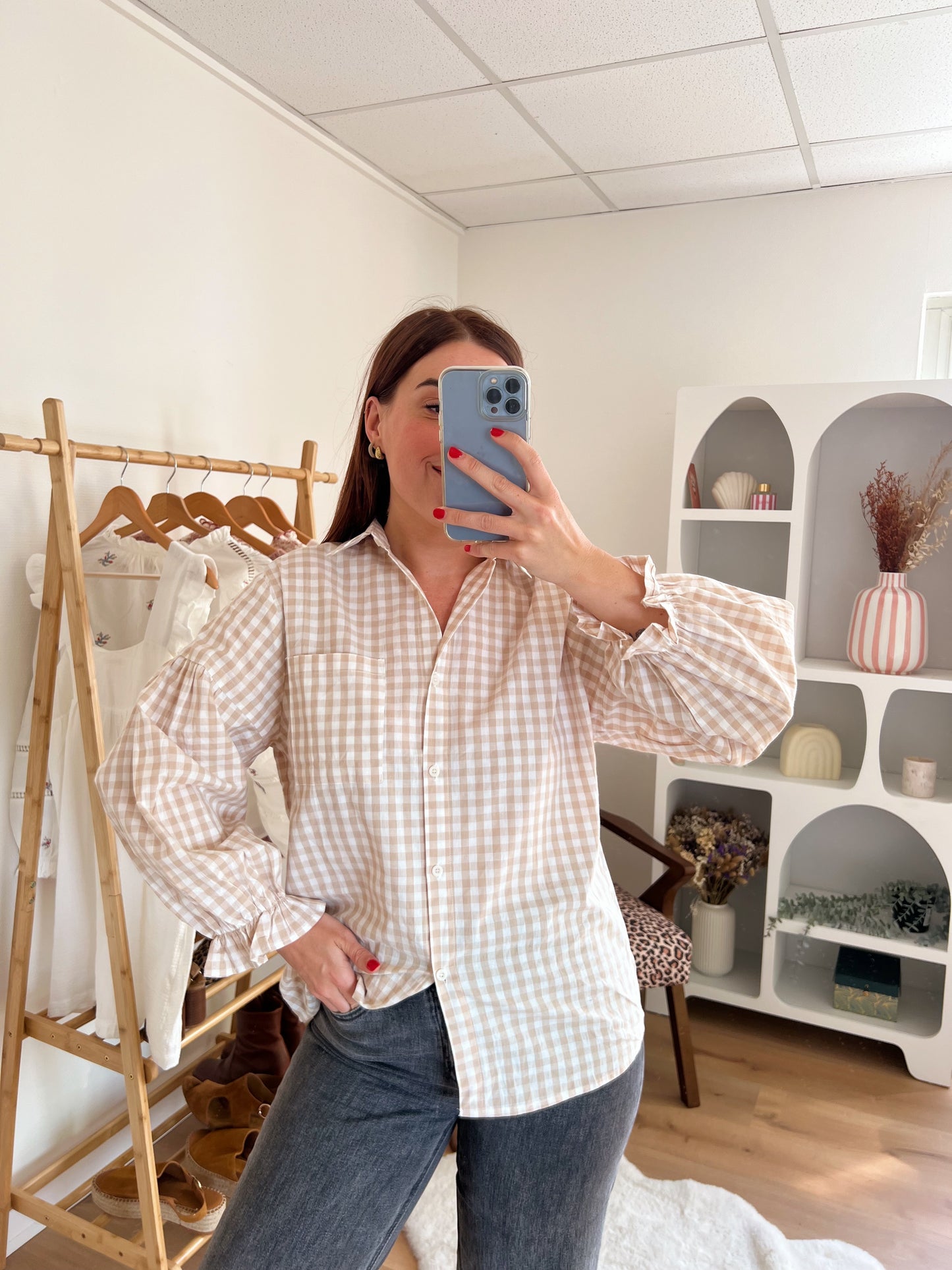 Chemise vichy beige Lucie