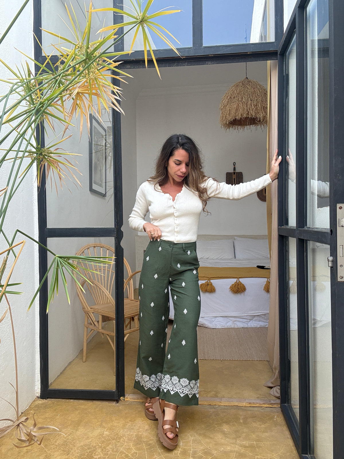 Pantalon fluide Lola kaki