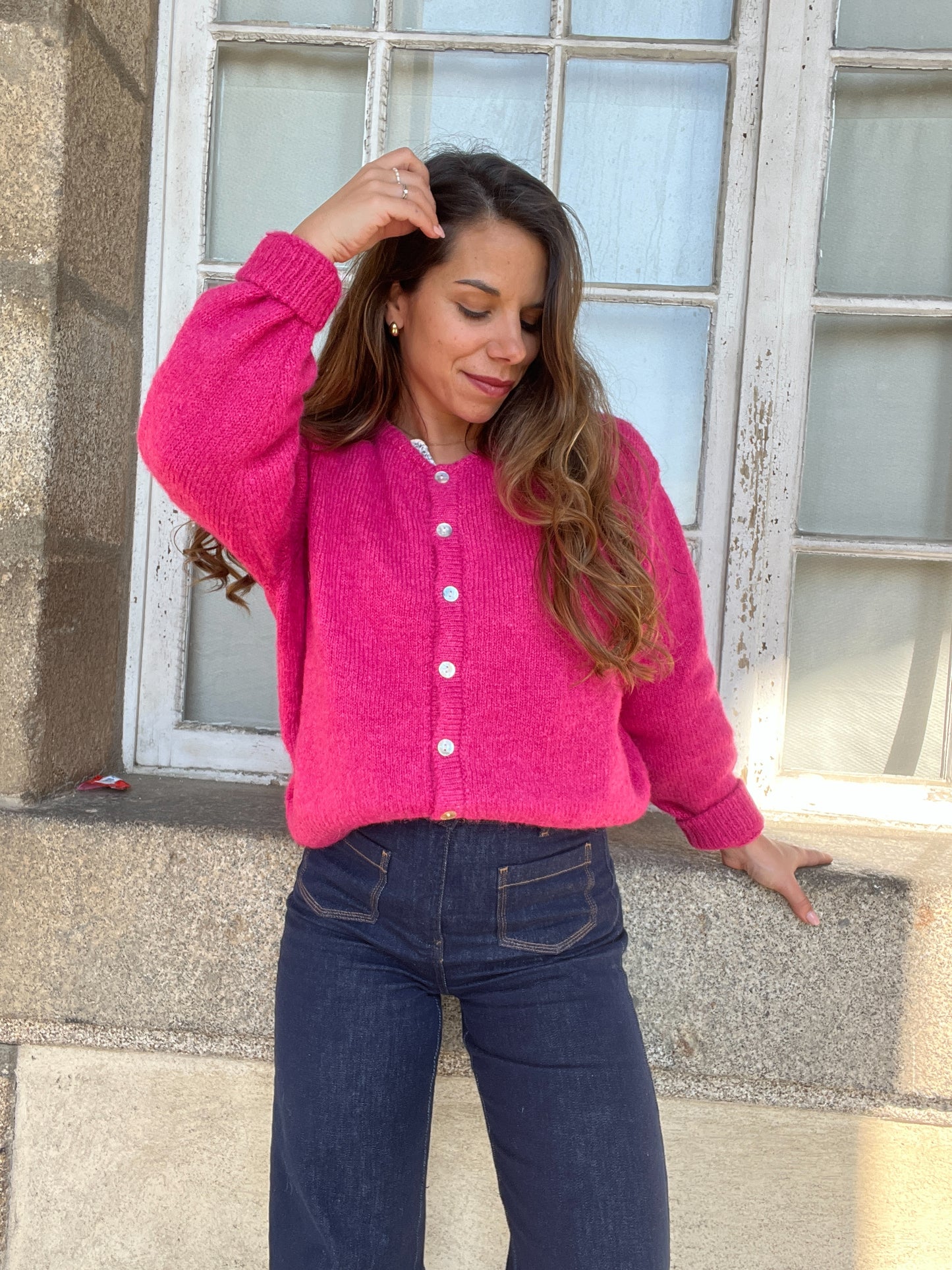 Cardigan Charlie rose framboise
