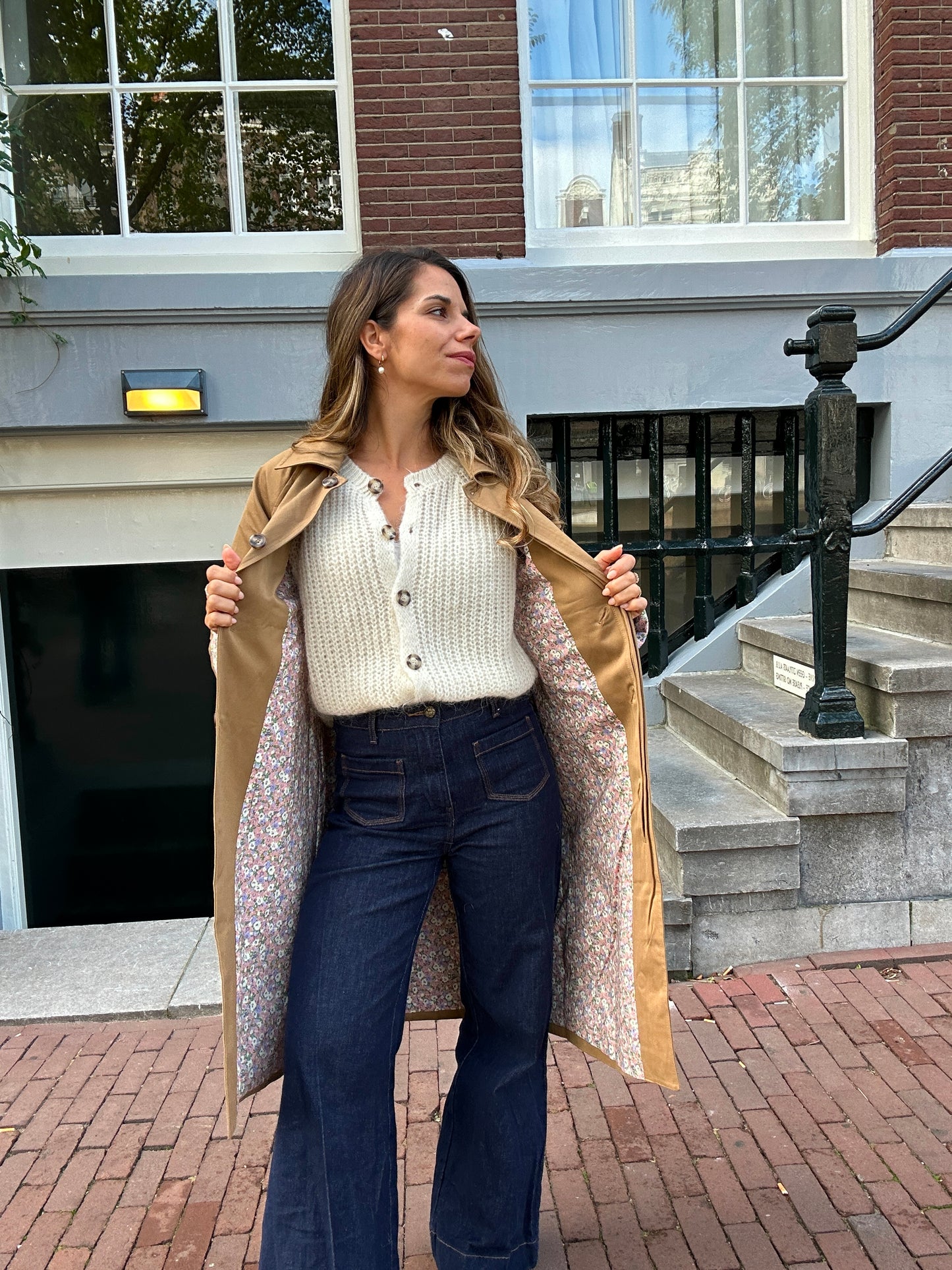 Trench long Émile en coton Liberty camel