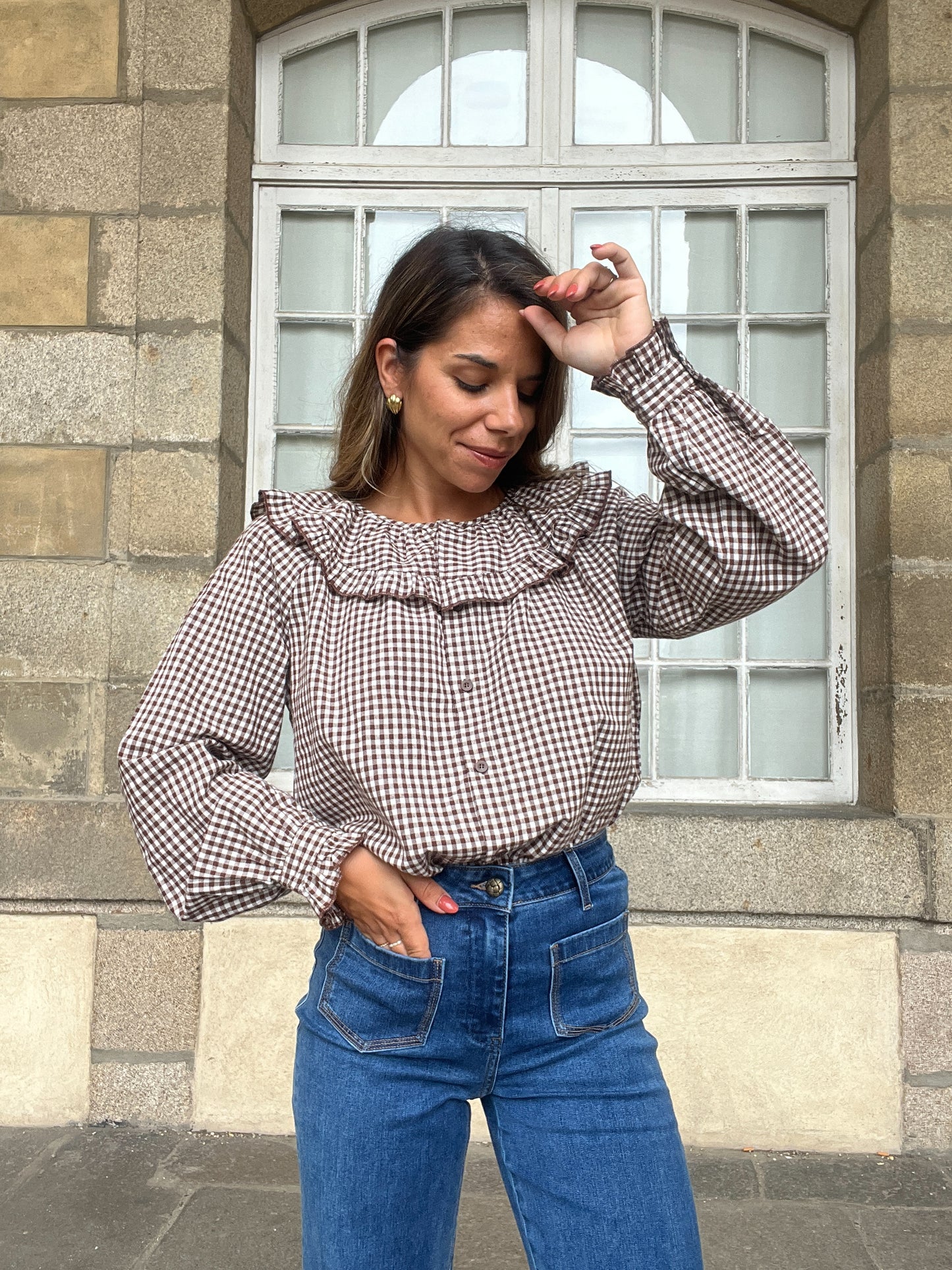 Blouse vichy Capucine marron