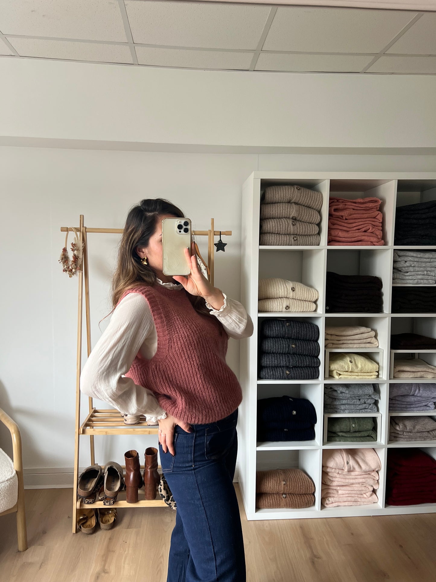 Pull sans manches vieux rose Adèle