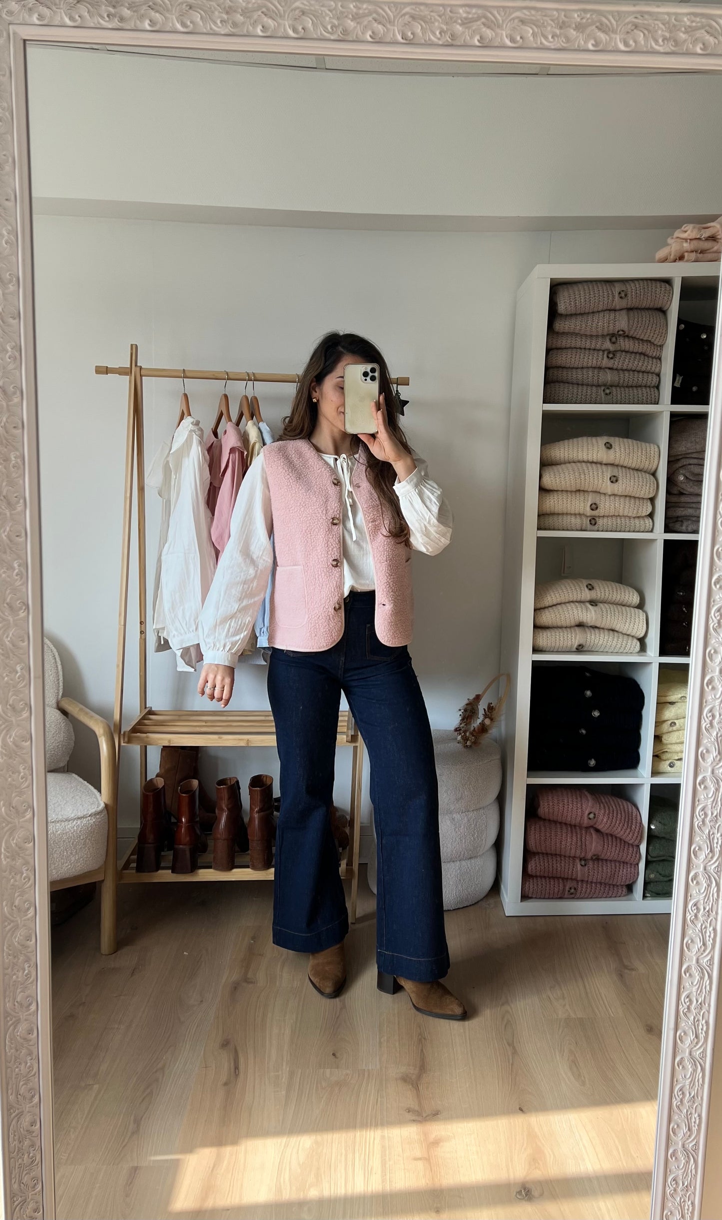 Gilet berger Arianne rose pâle