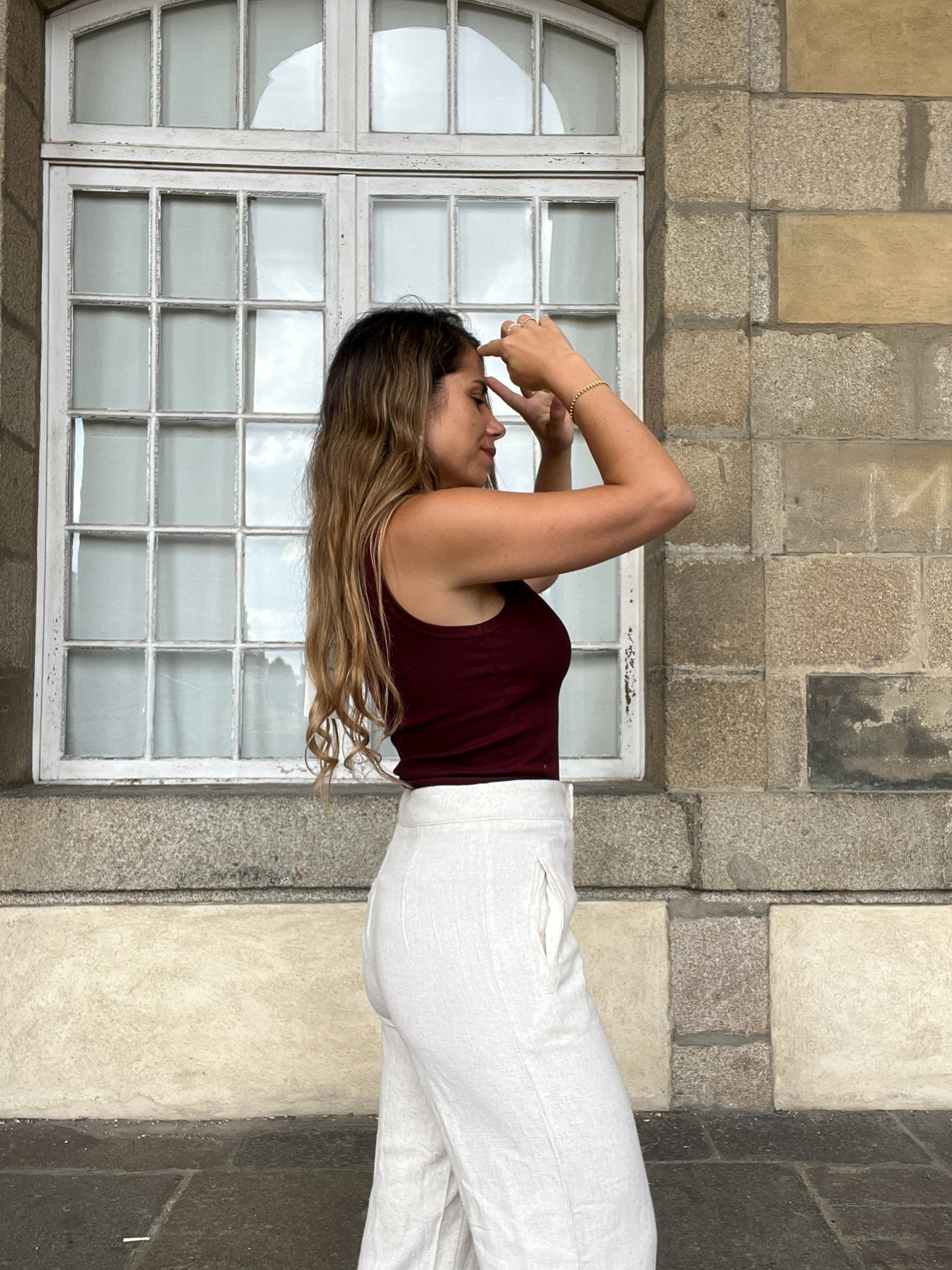 Pantalon en lin beige