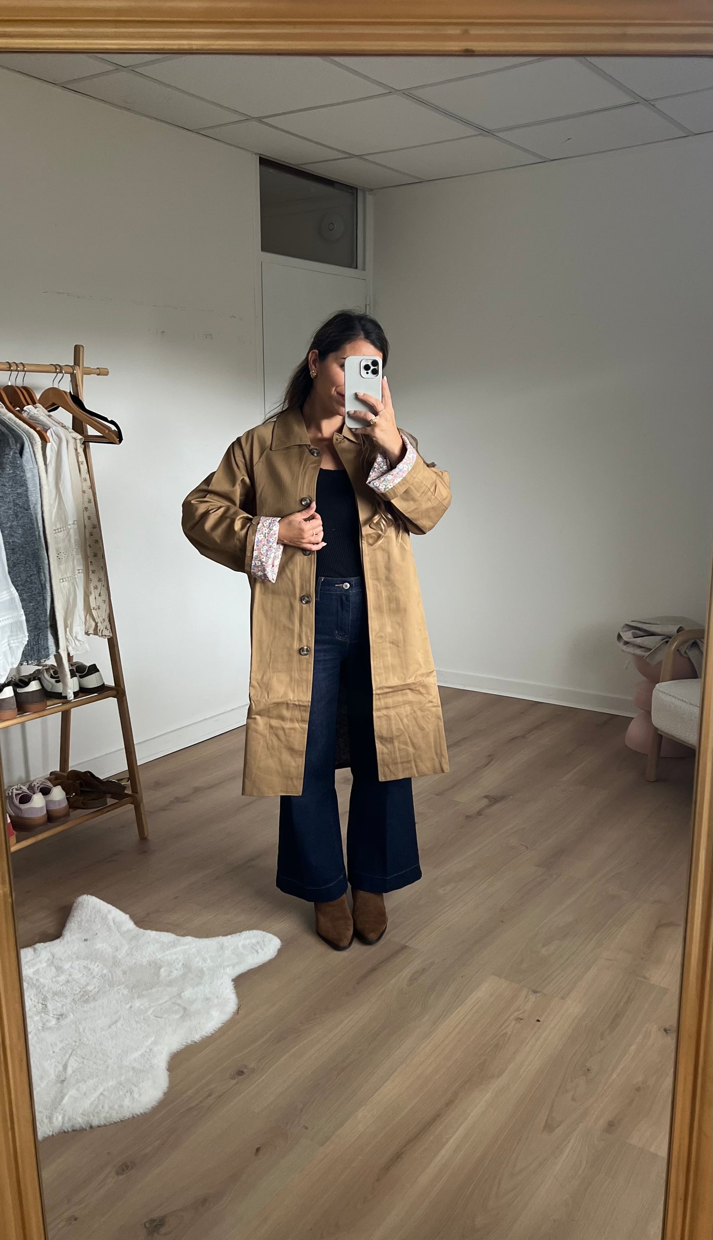 Trench long Émile en coton Liberty camel