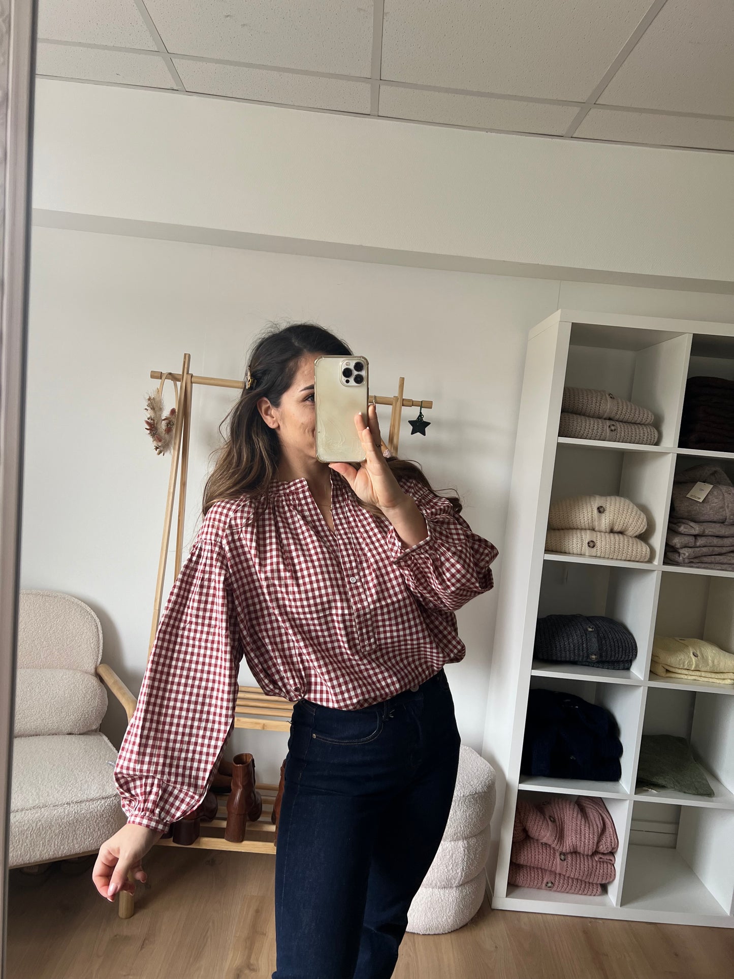 Blouse vichy rouge Clothilde