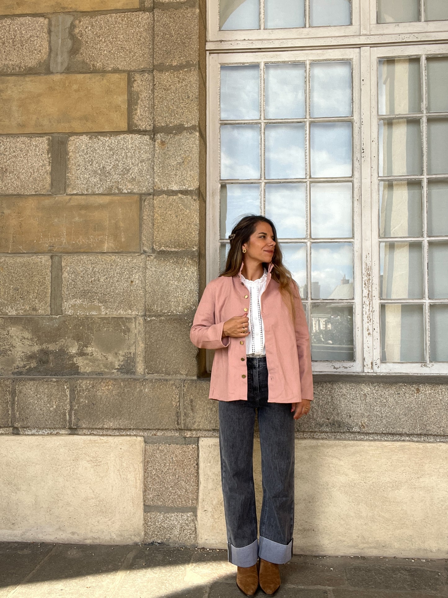 Veste en jean Céleste vieux rose