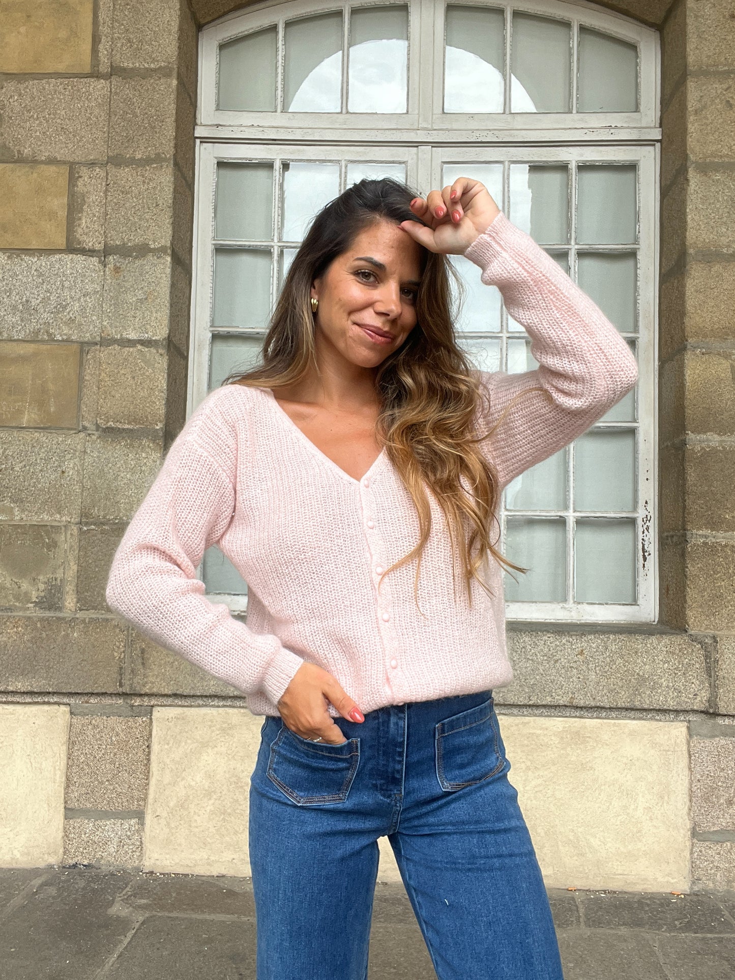 Cardigan en laine rose Alice