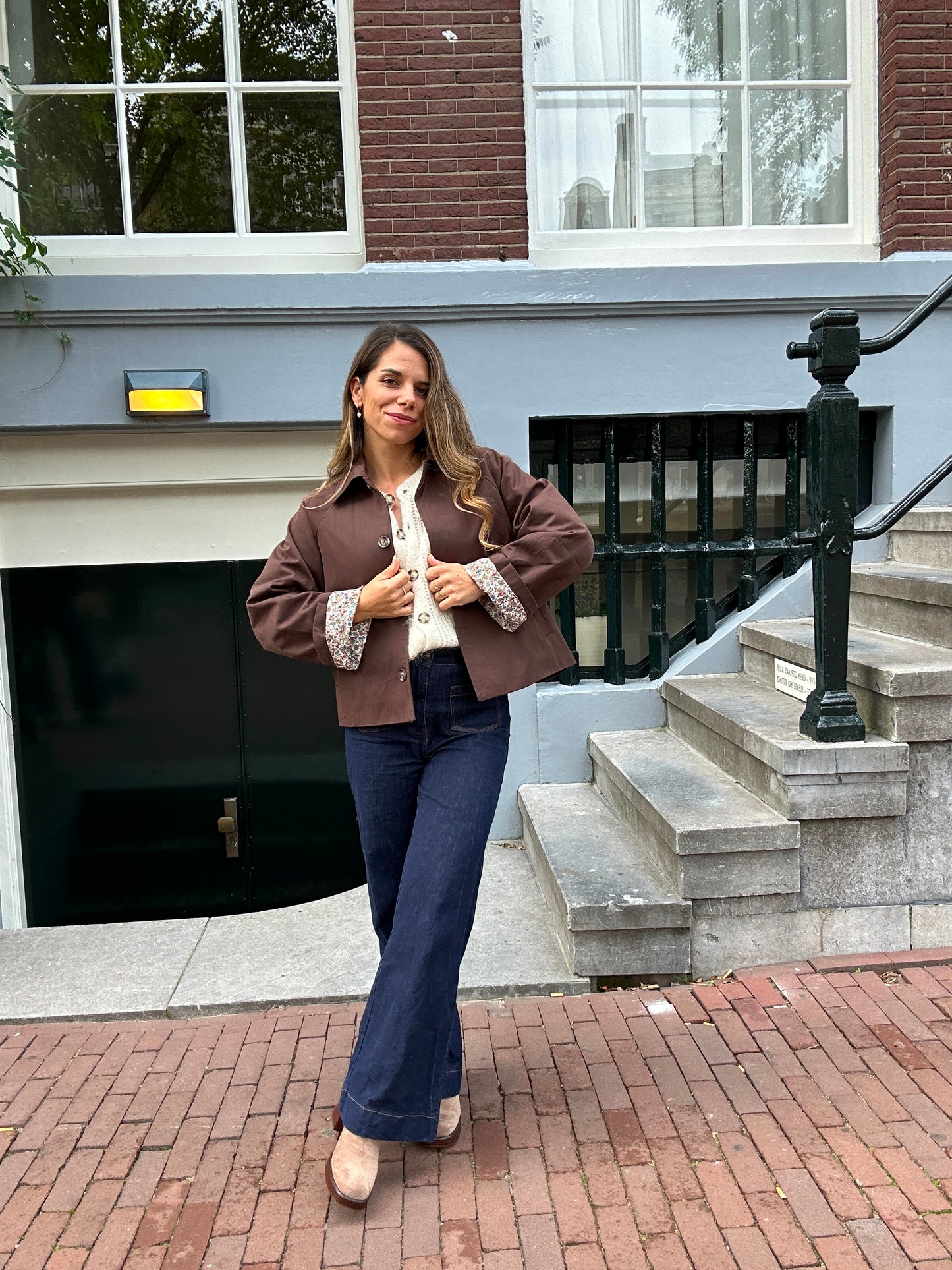 Veste trench Edith en coton Liberty marron