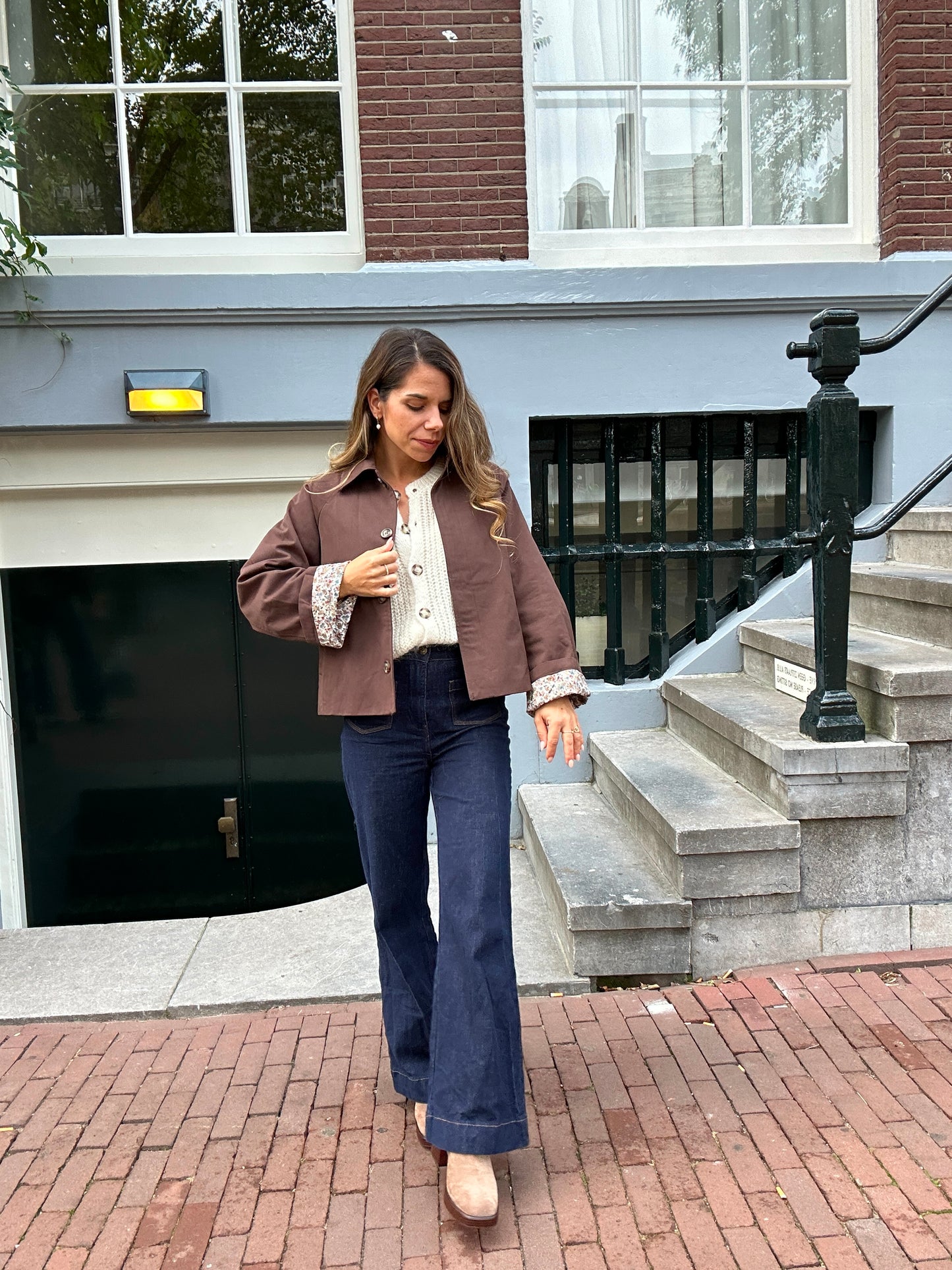 Veste trench Edith en coton Liberty marron