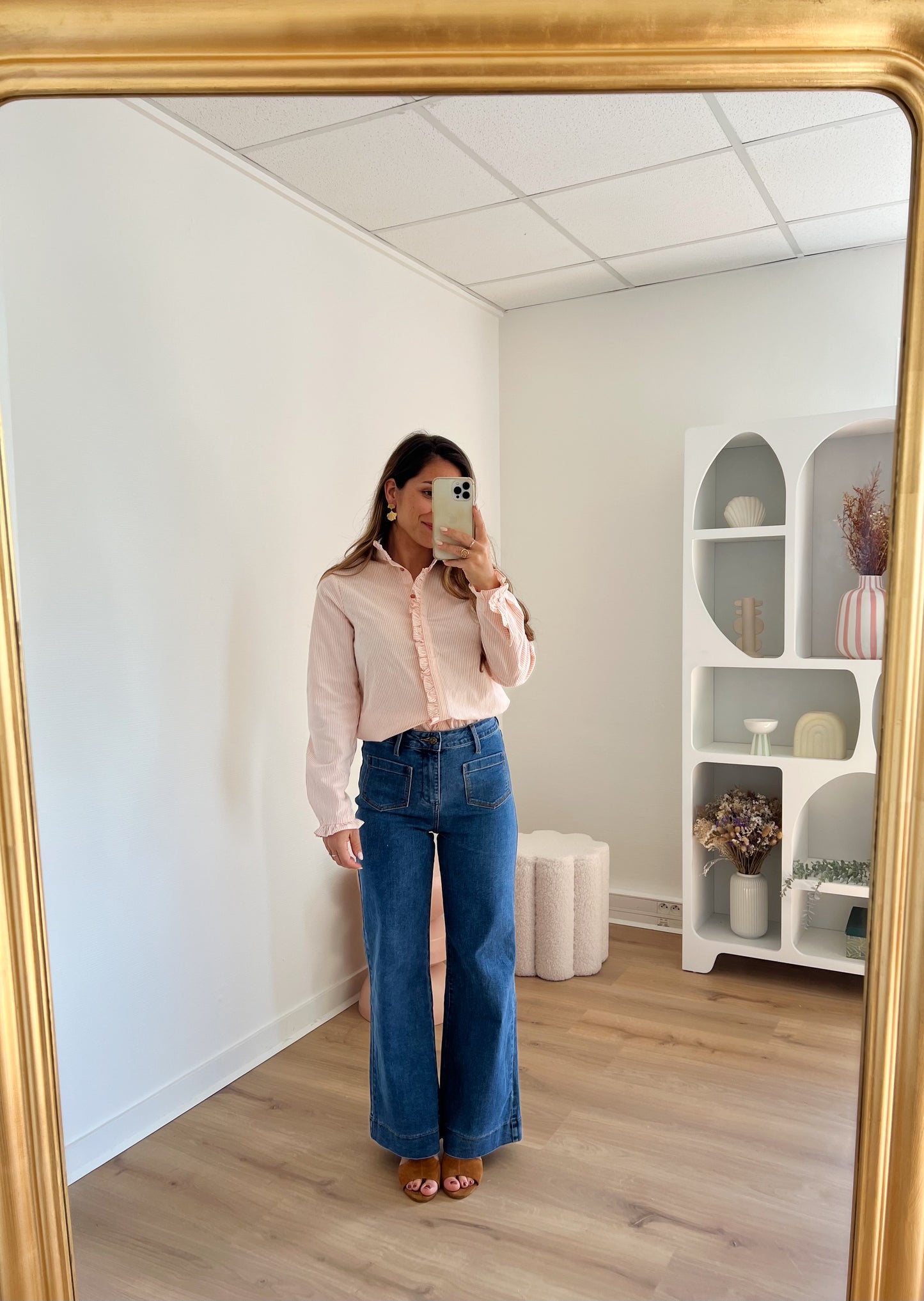 Blouse à col volanté Gaïa rose