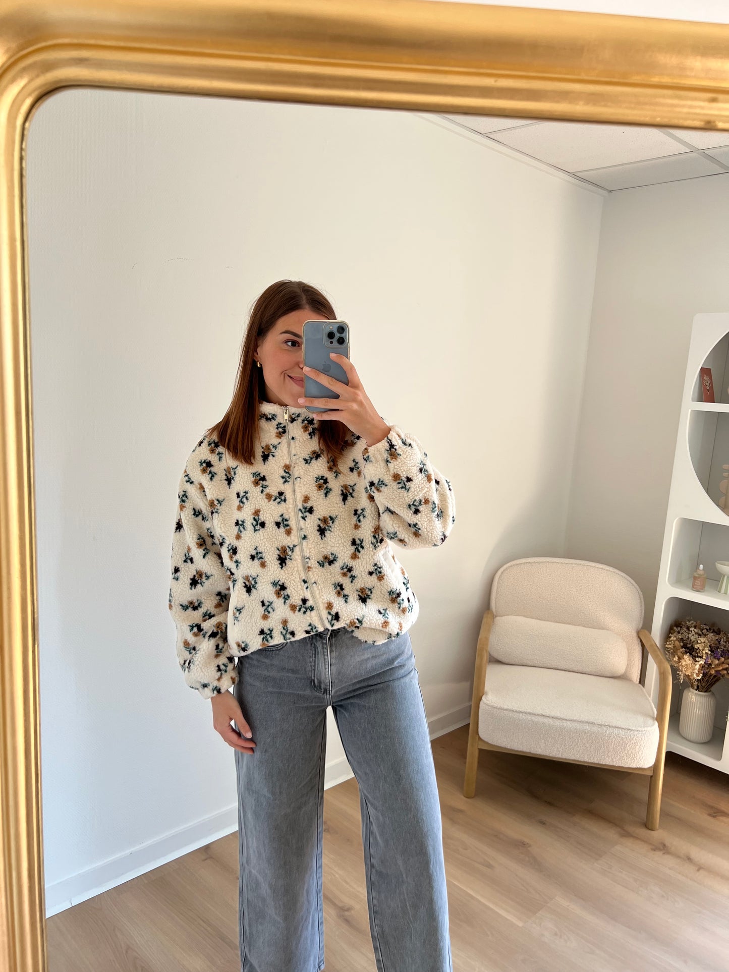 Veste moumoute fleurie Eva