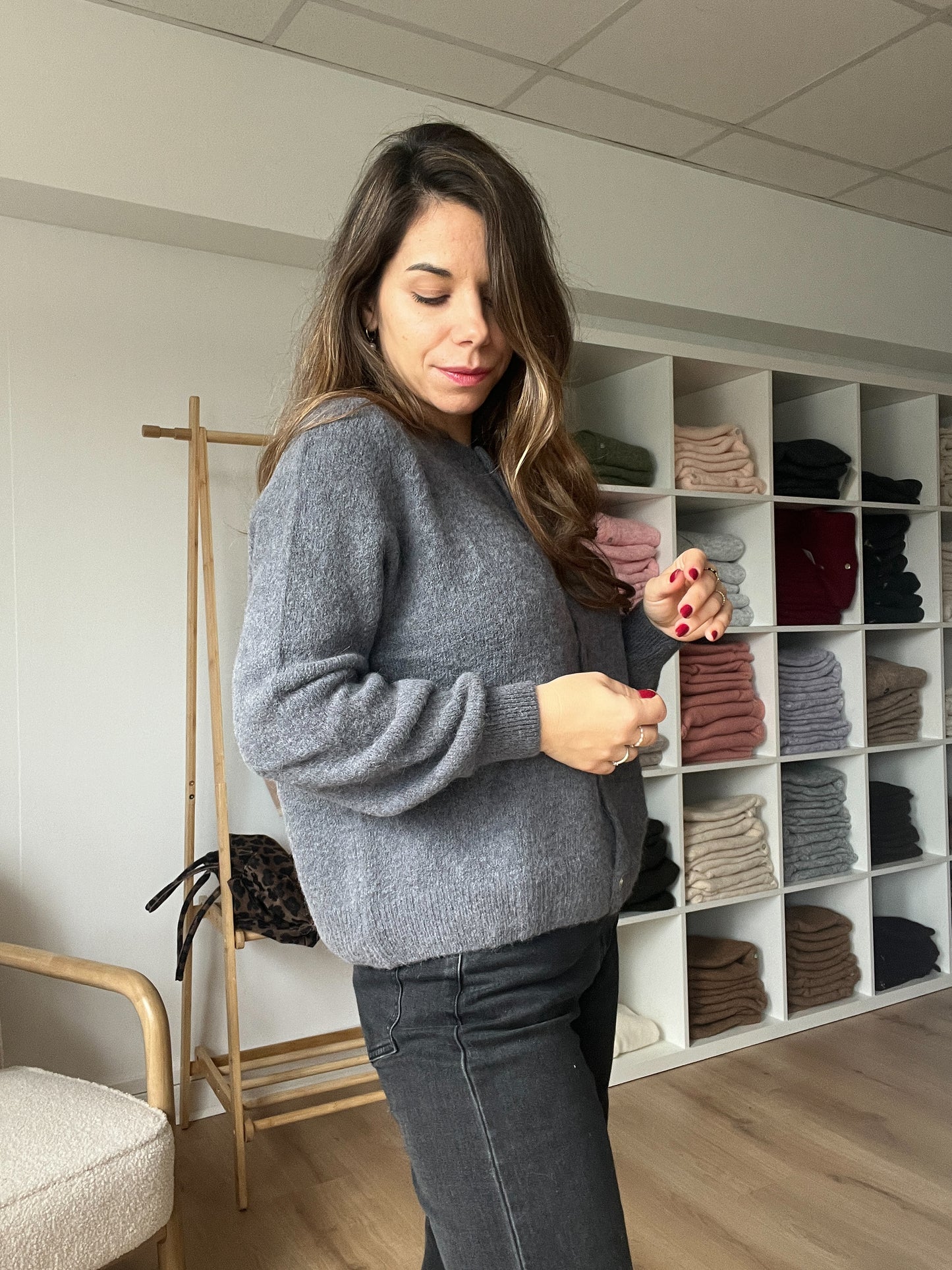 Maille en laine Léonie grise